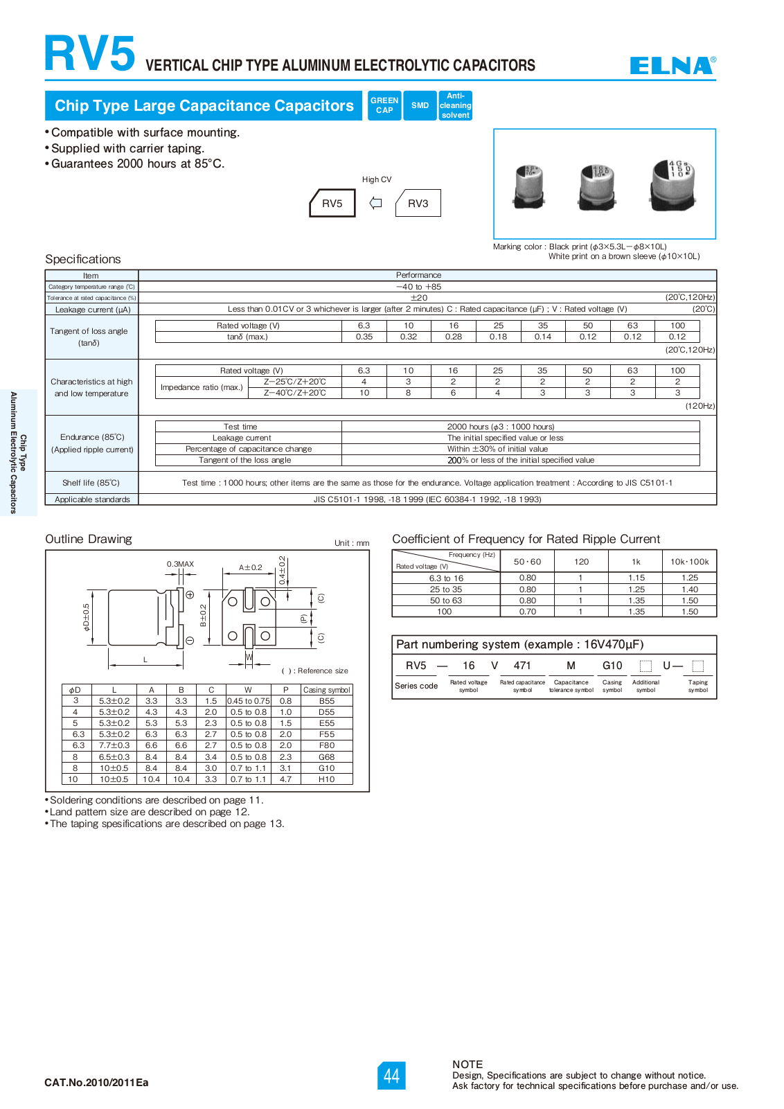 Datasheet Elna [smd] RV5 Series Datasheet - ManualMachine.com