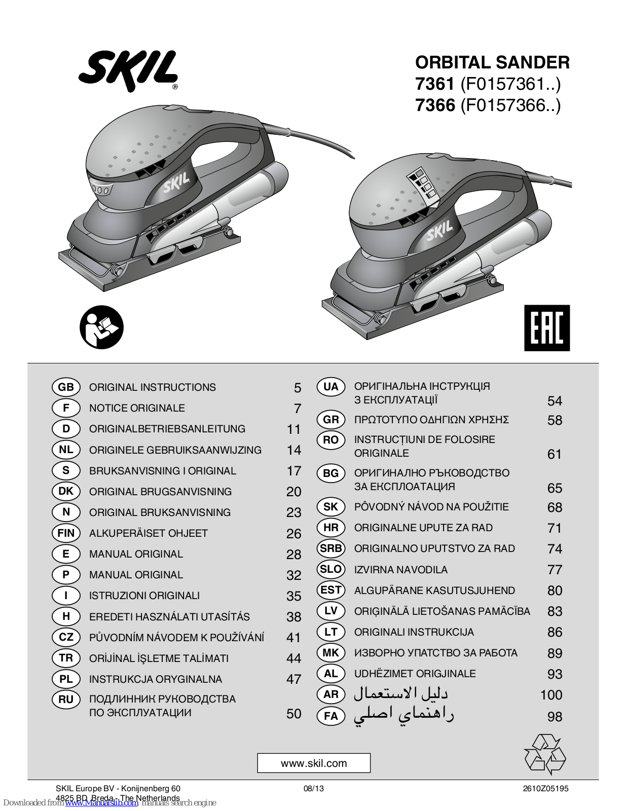 Skil 7361,7366,7003,7335 Original Instructions Manual