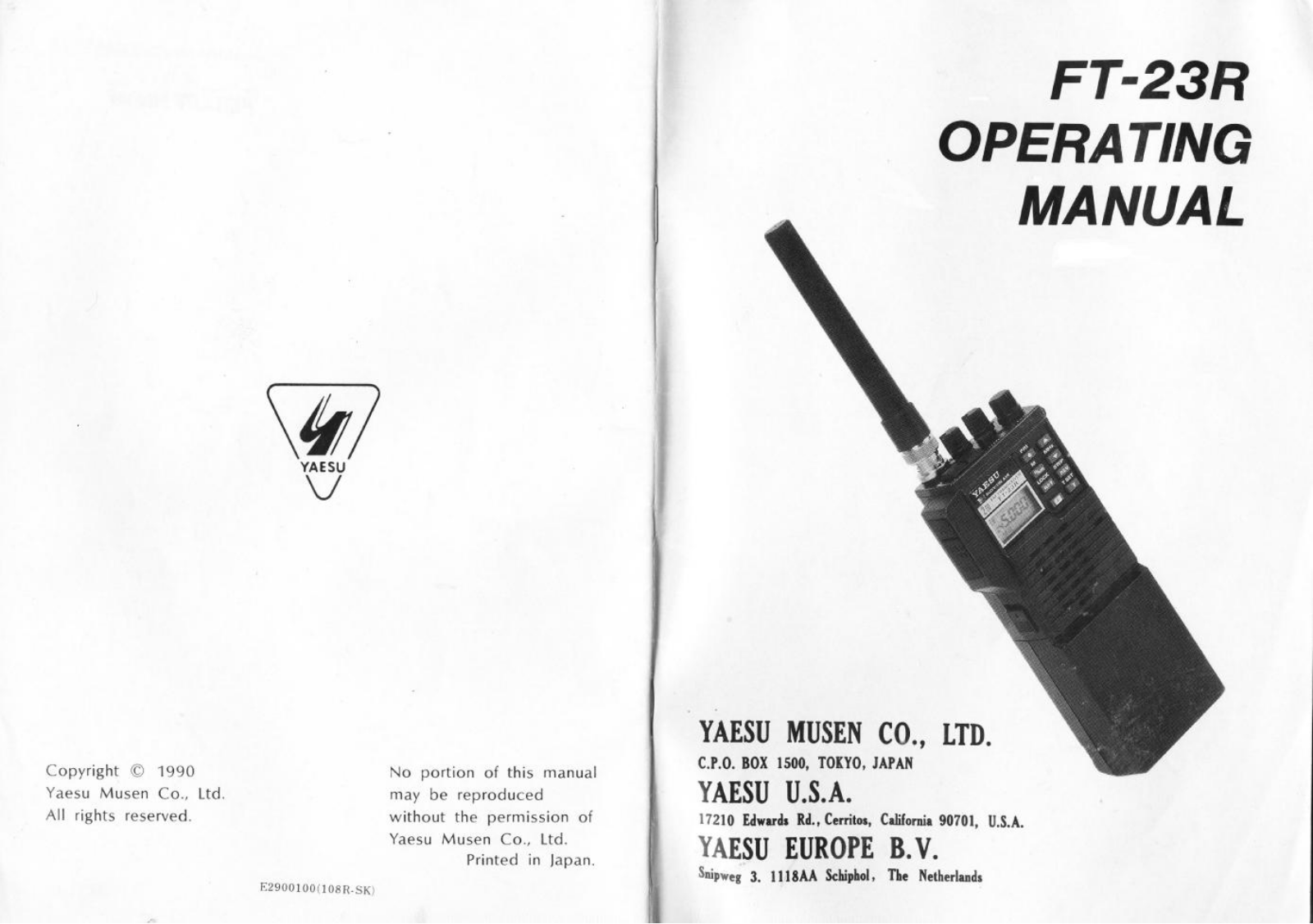 Yaesu FT-23R OPERATING MANUAL