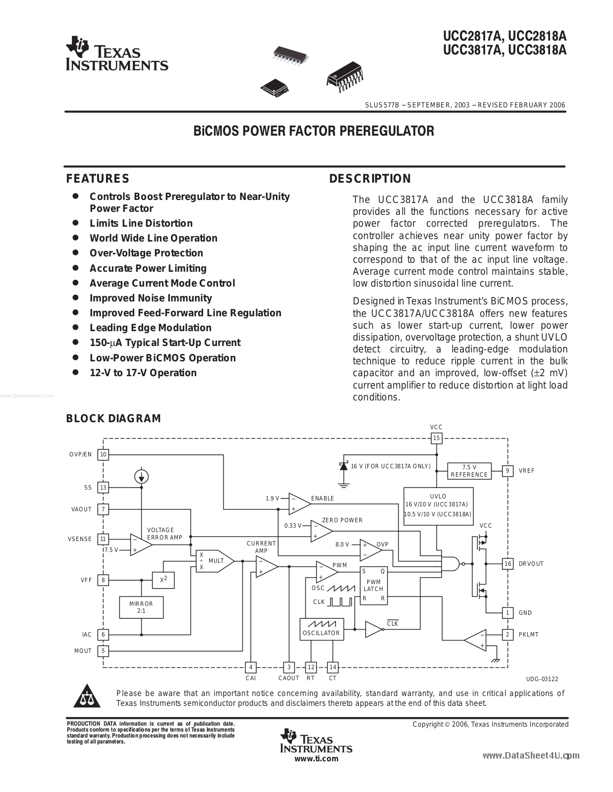 Texas Instruments UCC 2817 A INSTALLATION INSTRUCTIONS