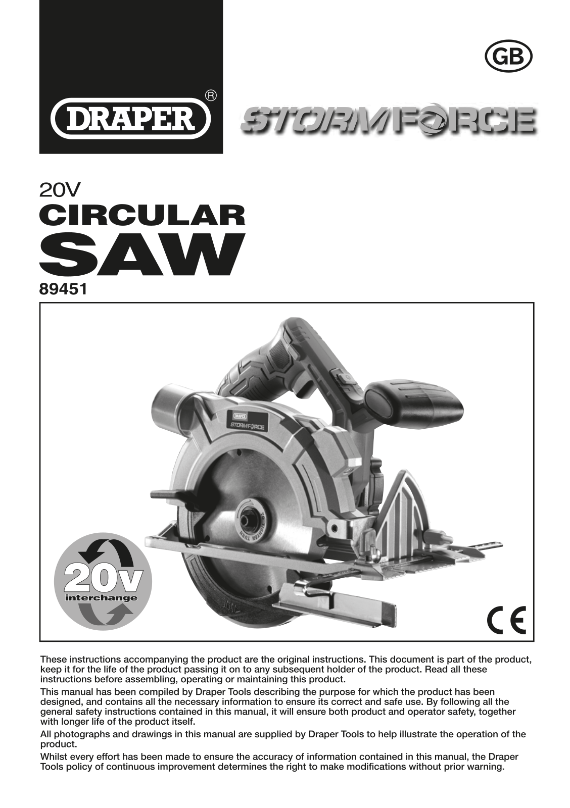 Draper Tools 89451 Instructions