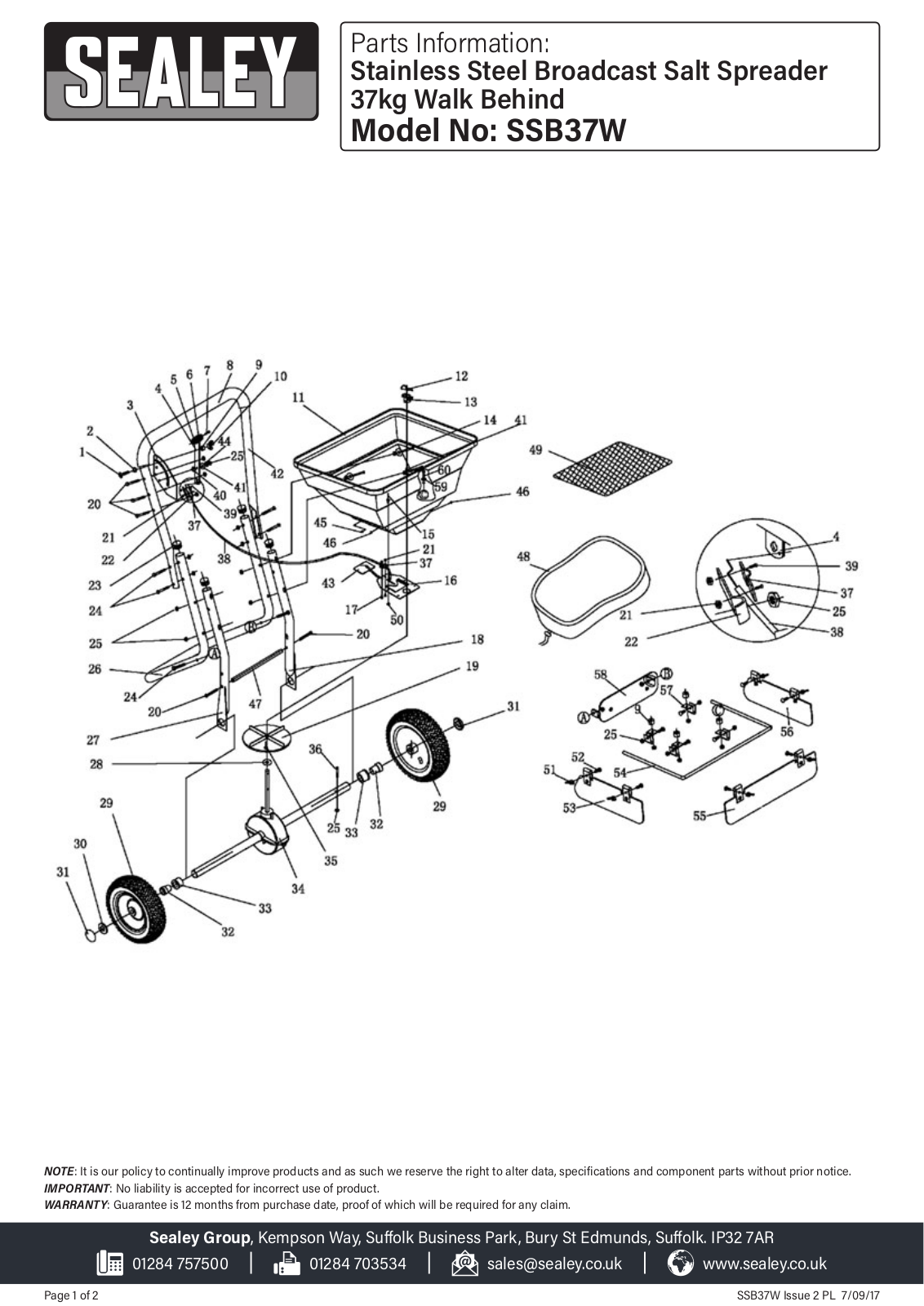Sealey SSB37W Parts Listing - ManualMachine.com
