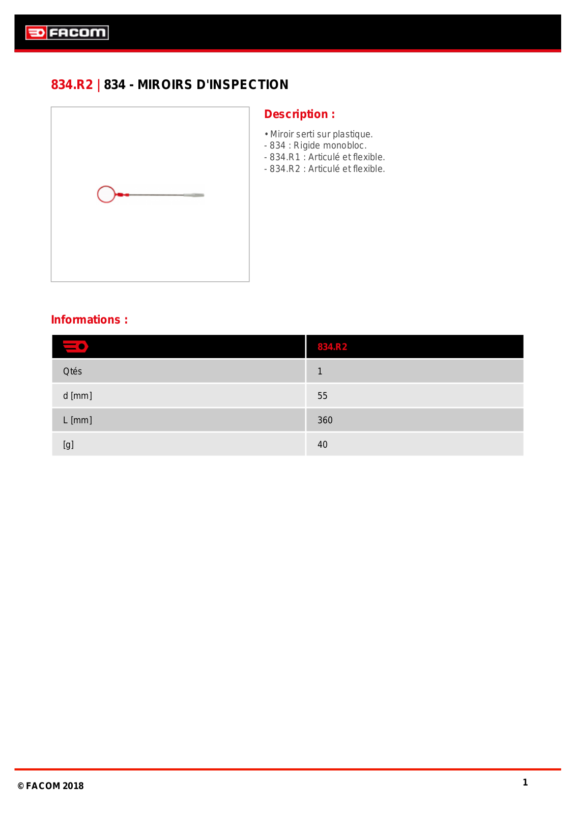 Facom 834.R2 Specification - ManualMachine.com