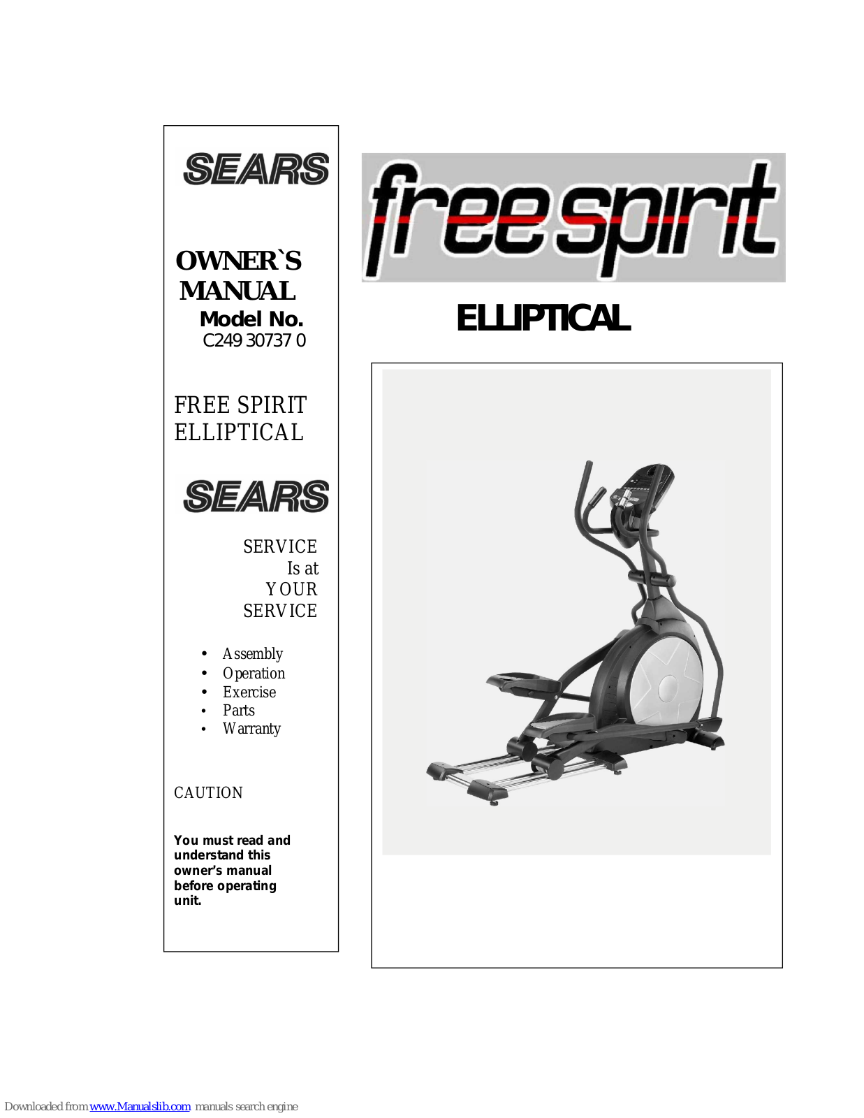 Sears FREE SPIRIT C249 30737 0 Owner's Manual