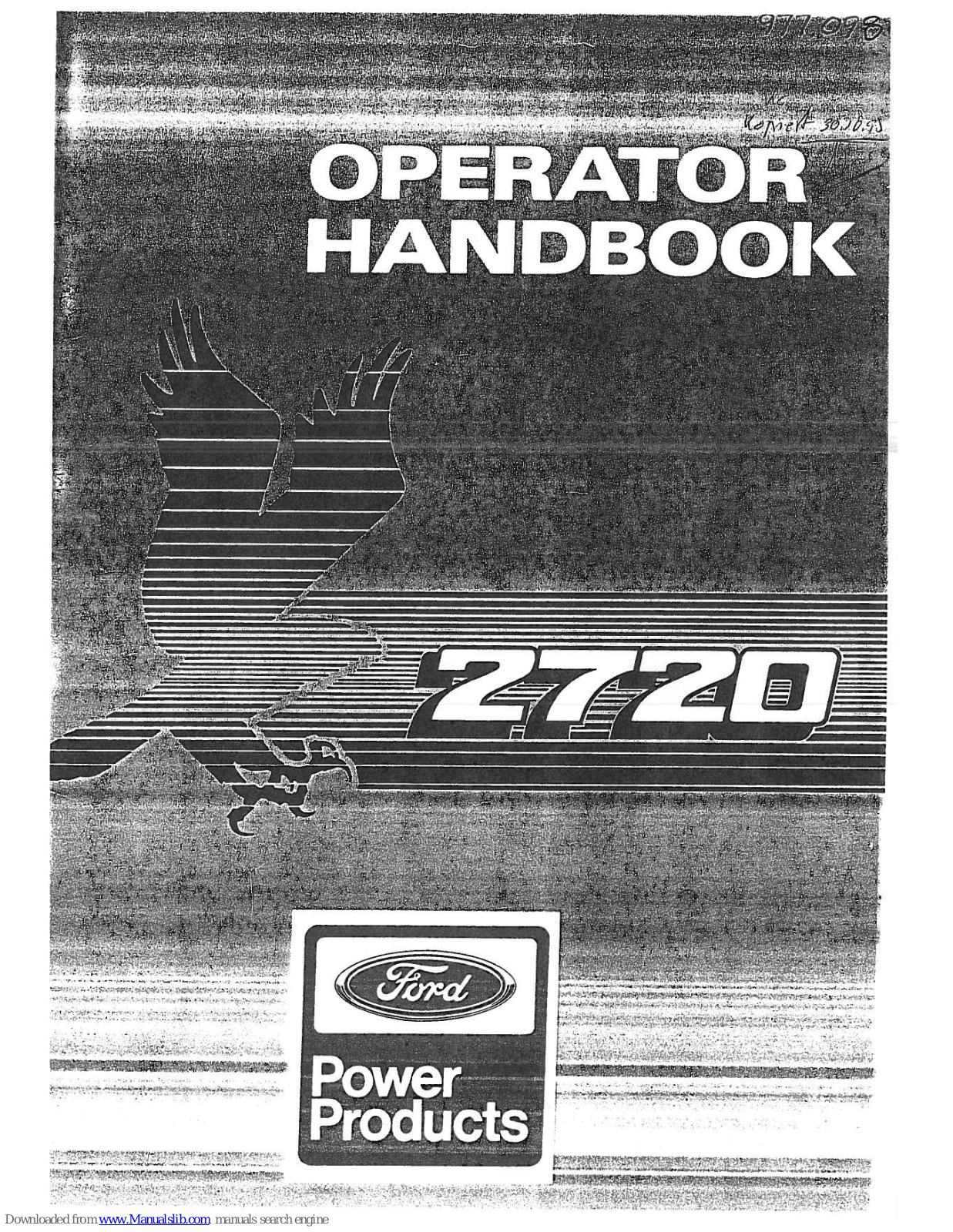 Ford 2722, 2725, 2726T, 2728T, 2723 Operator's Handbook Manual