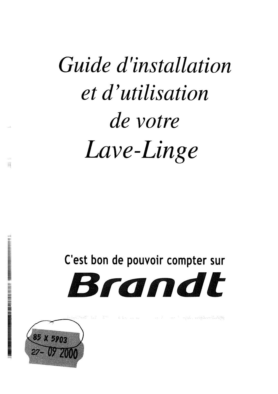 BRANDT WTM091TF, WTM0915F, WTM0911F User Manual