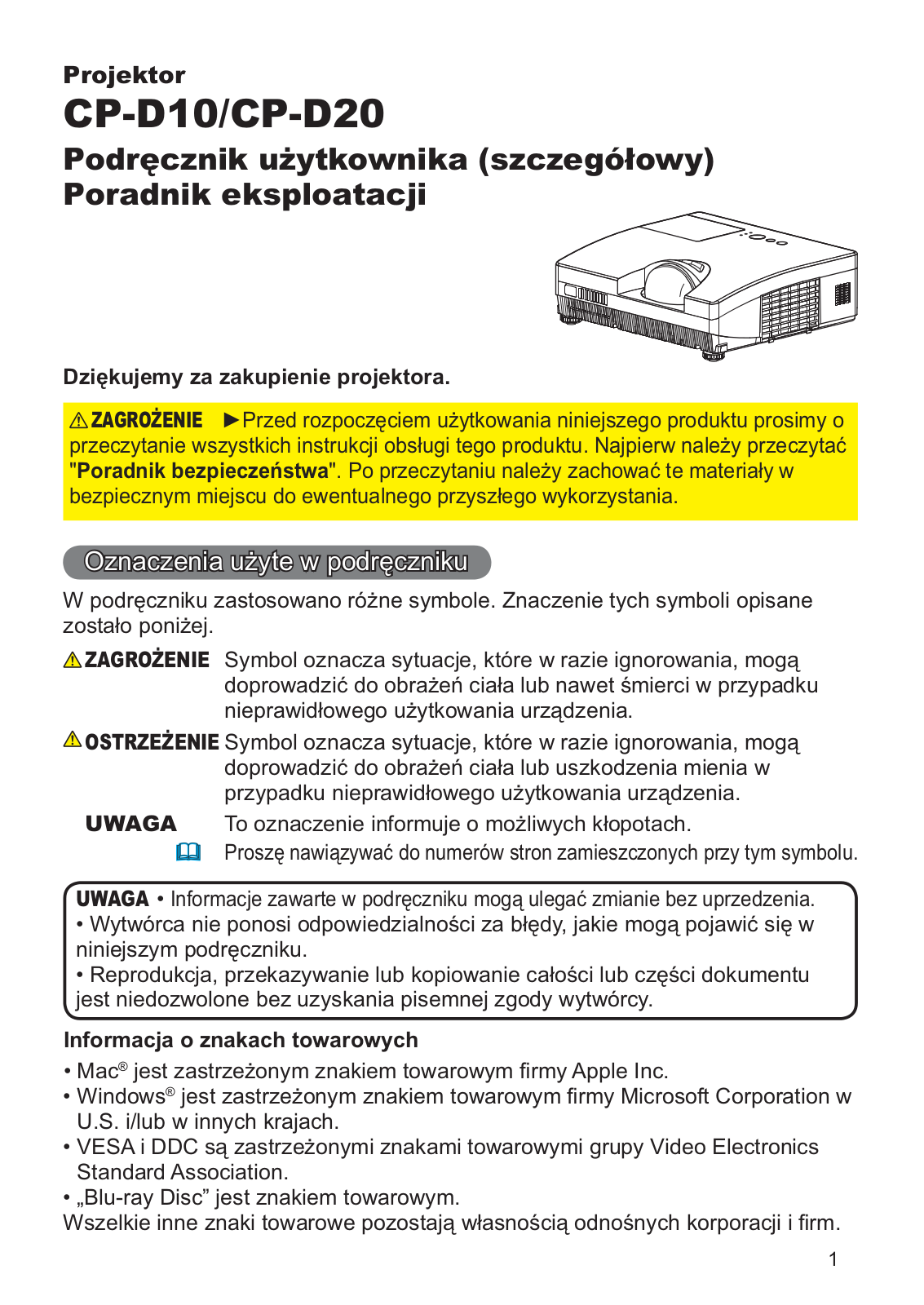 Hitachi CP-D20 User Manual