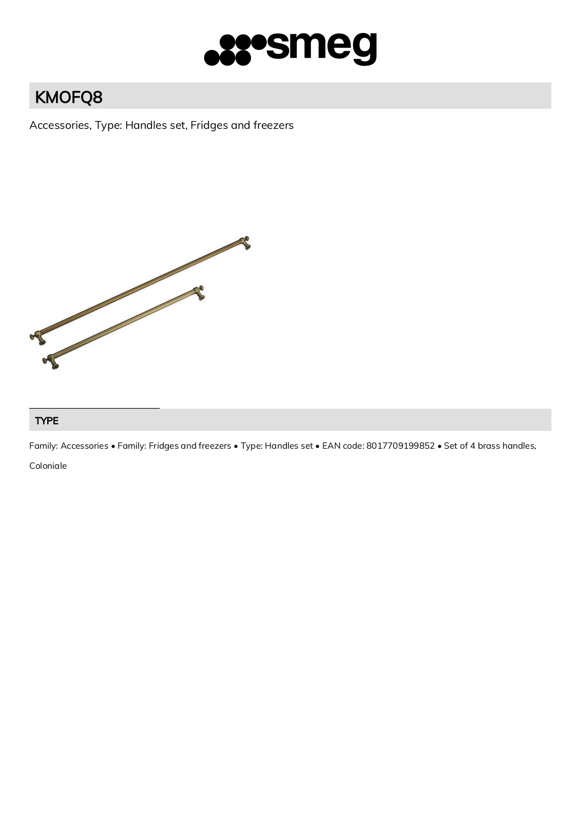 Smeg KMOFQ8 Technical sheet