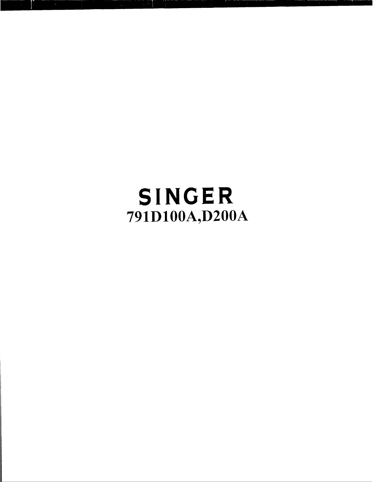 Singer 791D200A Parts List