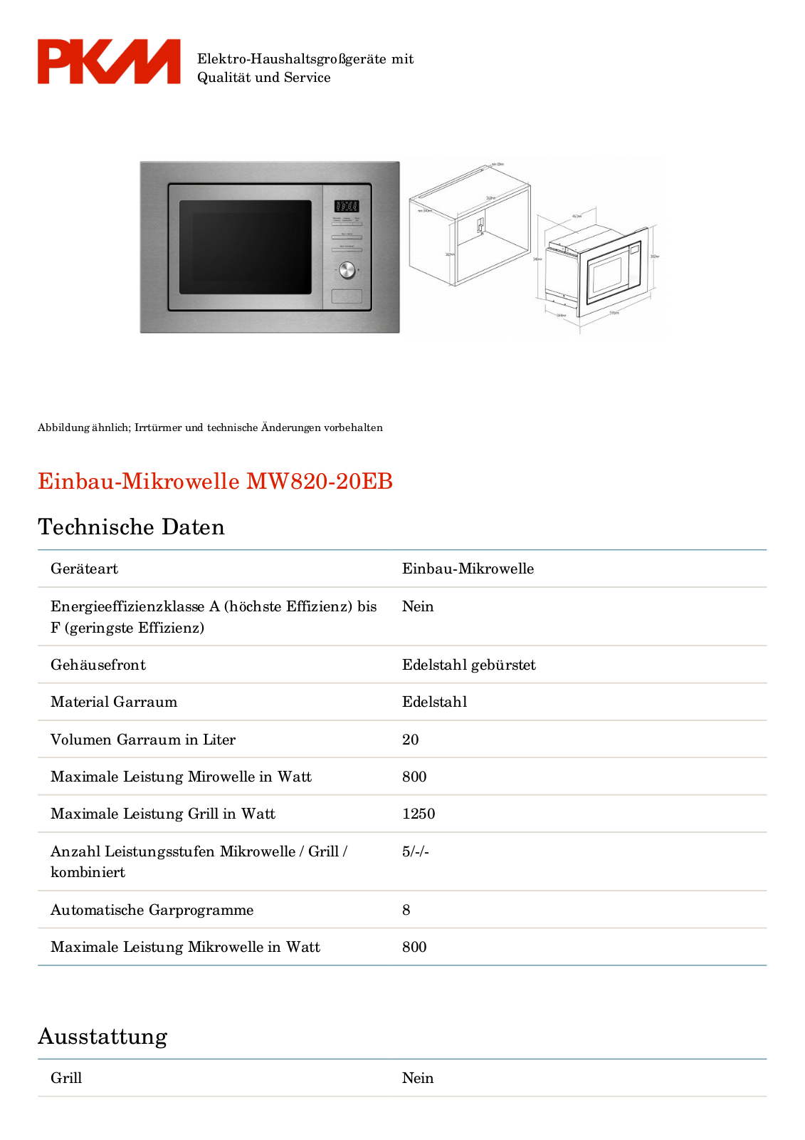 PKM MW820-20EB User Manual