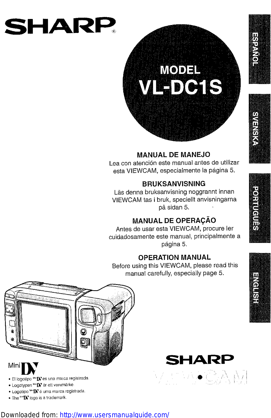 SHARP VL-DC1S User Manual