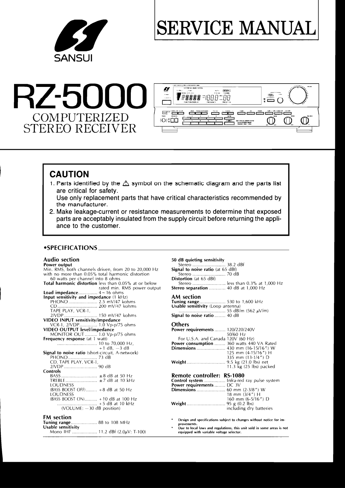Sansui RZ-5000 Service manual
