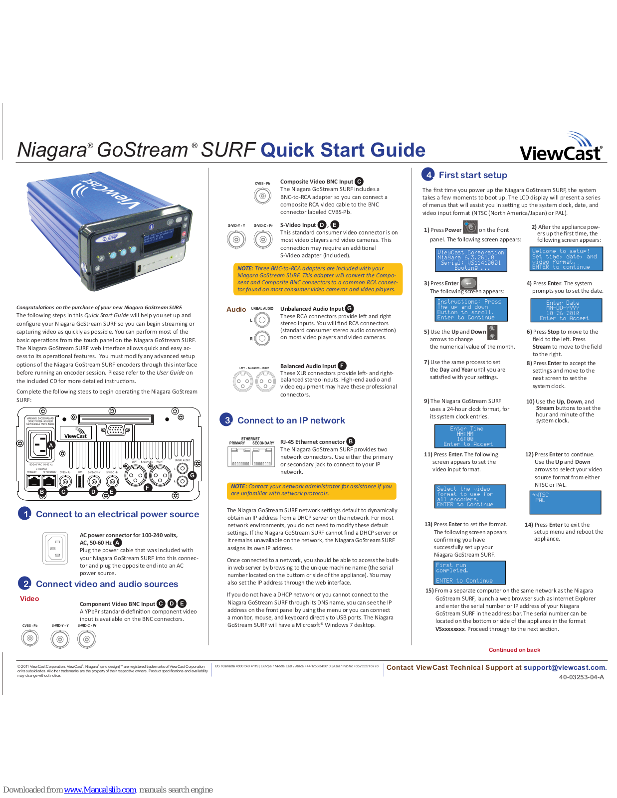 ViewCast Niagara GoStream SURF Quick Start Manual