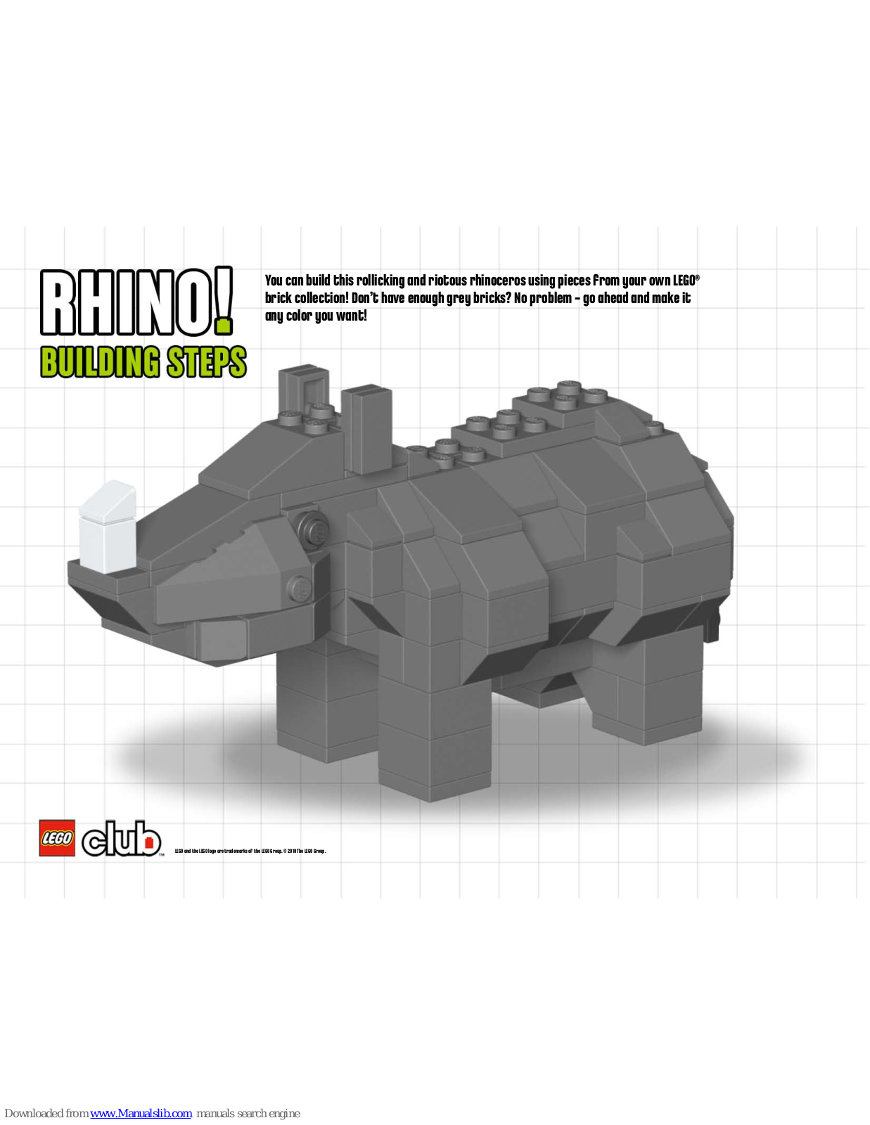 LEGO Club Rhino Building Instructions