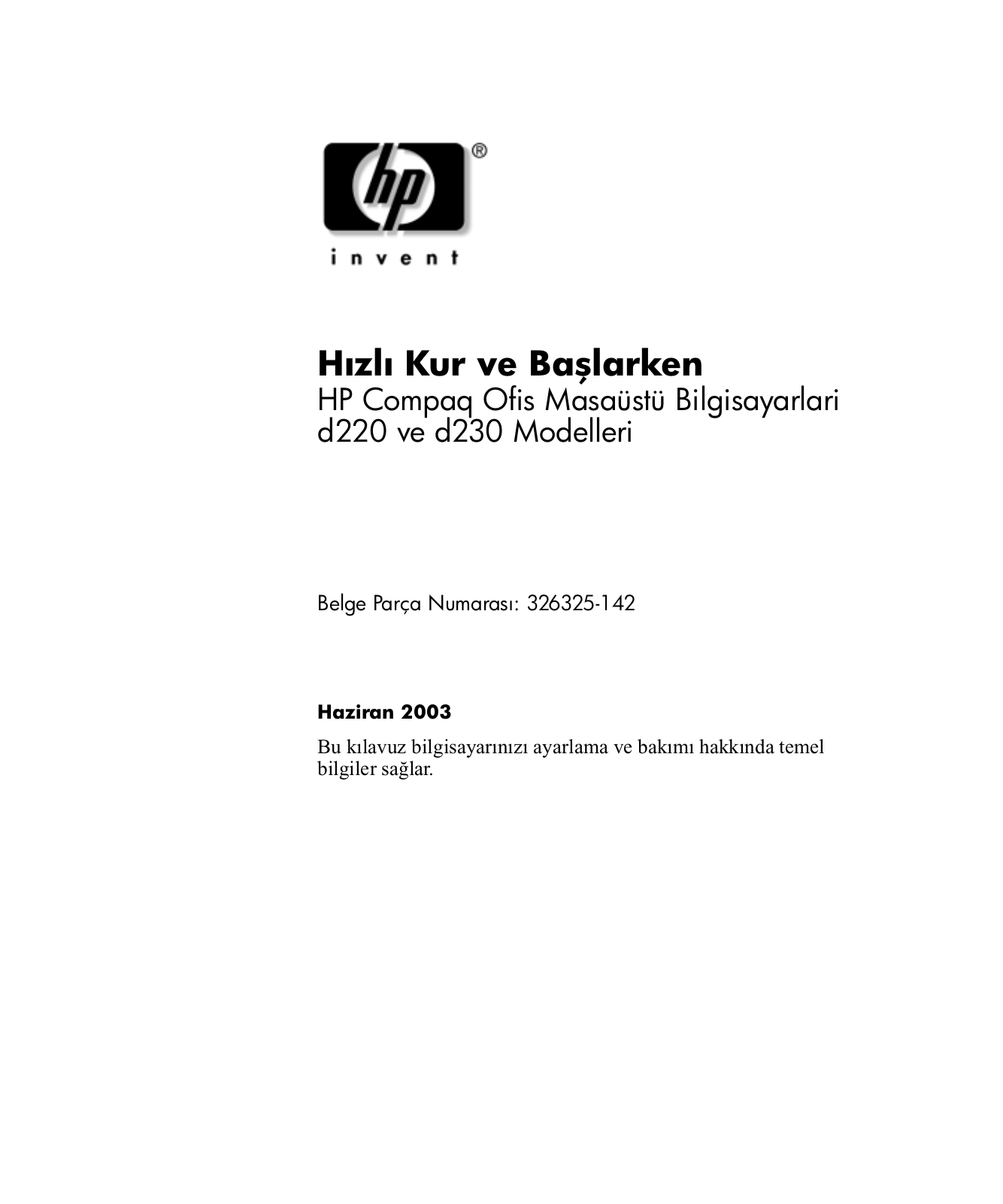 Hp COMPAQ D220 MICROTOWER, COMPAQ D230 MICROTOWER User Manual