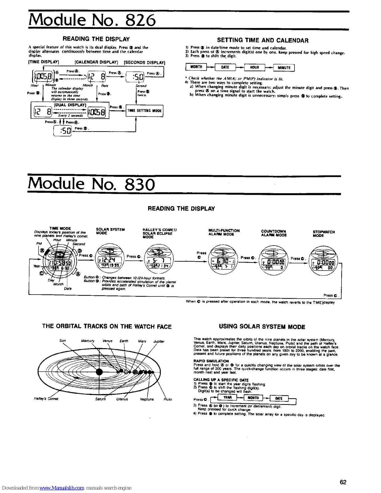 Casio QW-826 User Manual