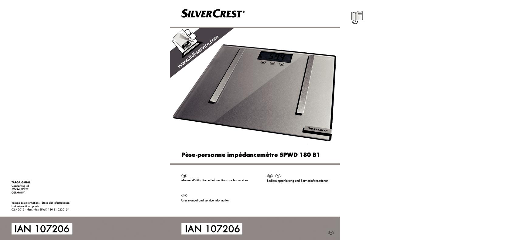 SilverCrest SPWD 180 B1 User Manual