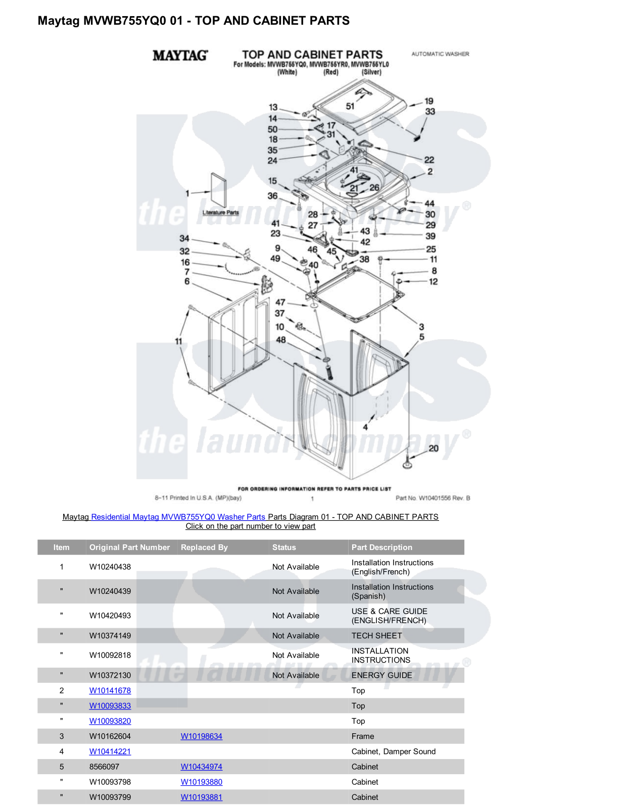 Maytag MVWB755YQ0 Parts Diagram