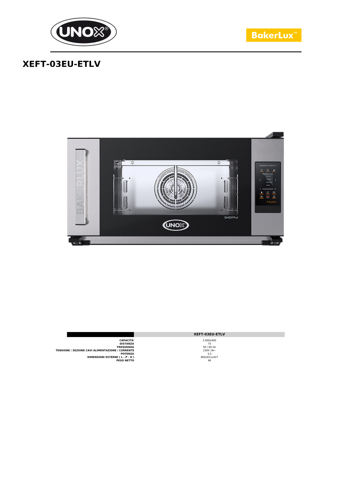 UNOX XEFT-03EU-ETLV Datasheet