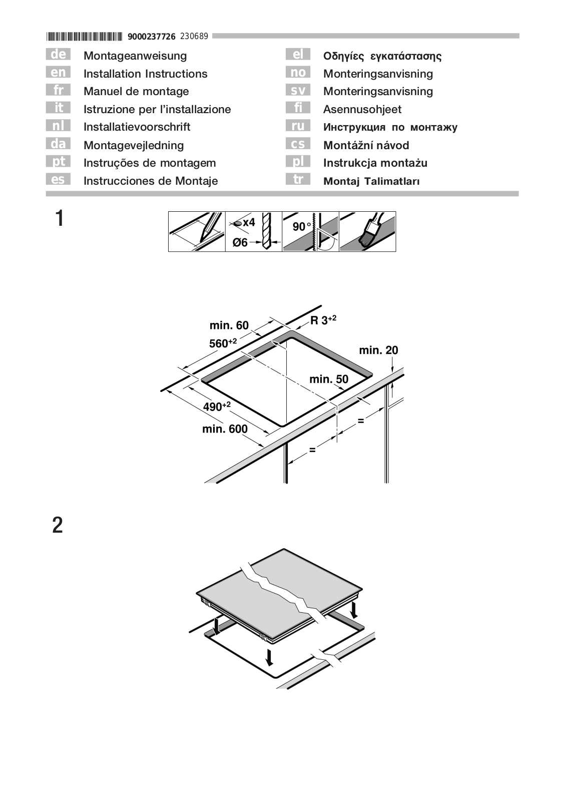 NEFF T13K20N0/01 Installation Instruction