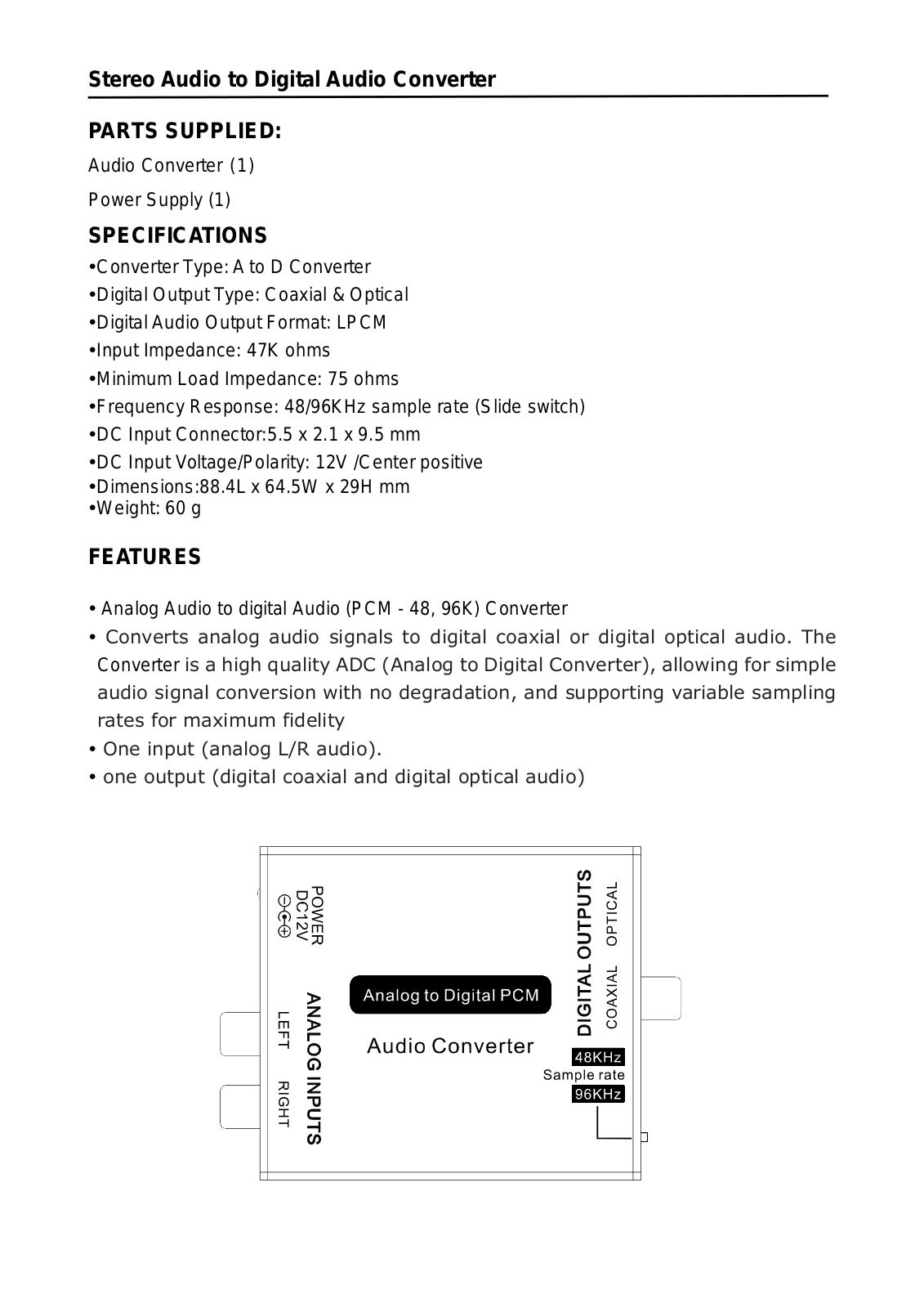 Wintal A-1262 Instruction Manual