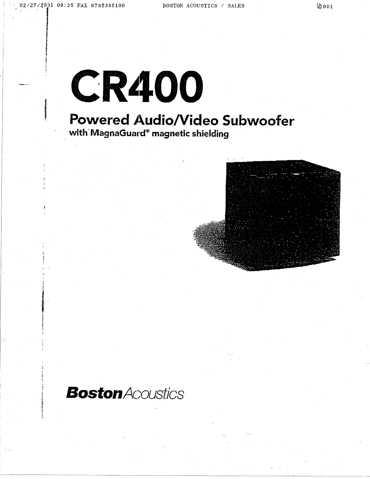 Boston CR-400 Owners Manual