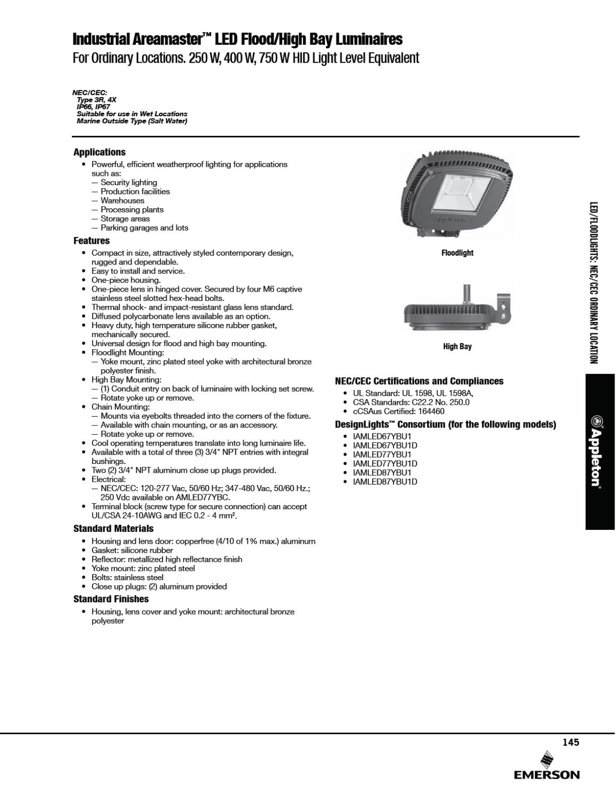 Appleton Industrial Areamaster™ Generation 2 LED Luminaire Catalog Page