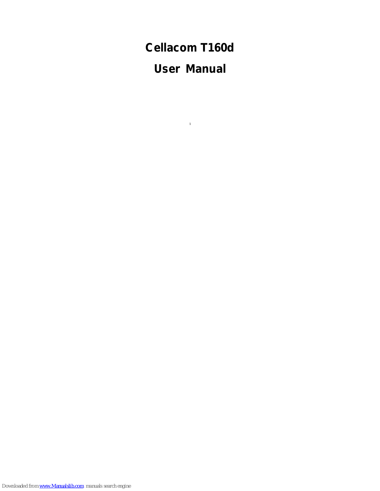 Cellacom T160d User Manual - ManualMachine.com