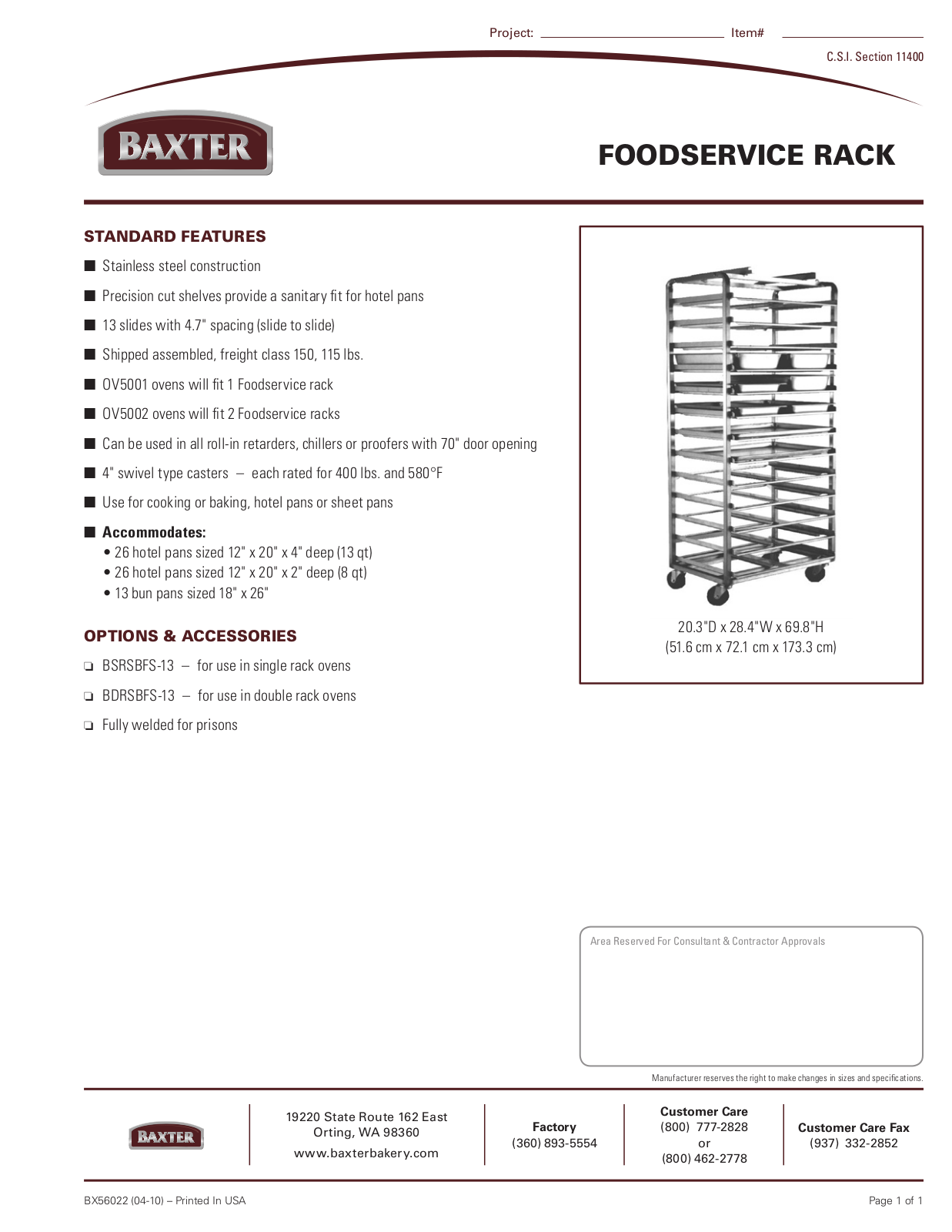 Baxter BDRSBFS-13 User Manual