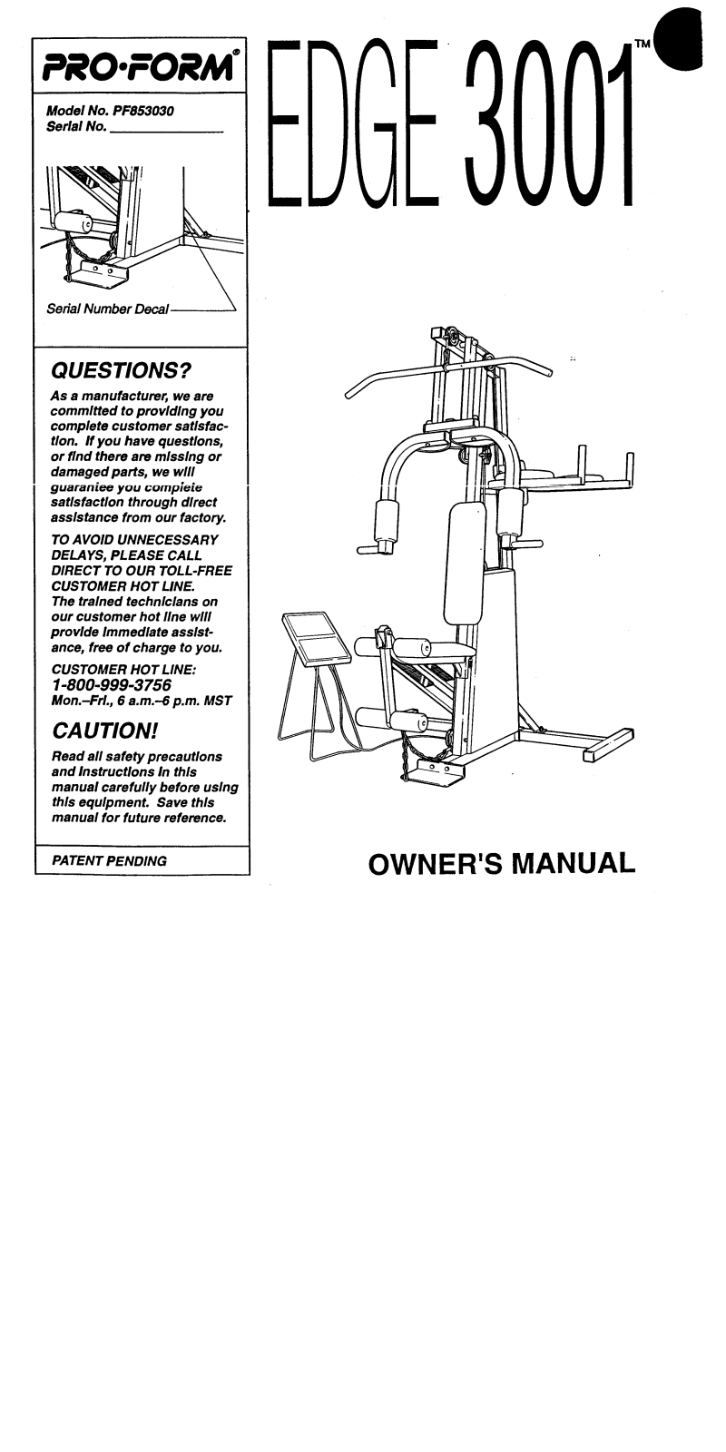 ProForm PF853030 User Manual