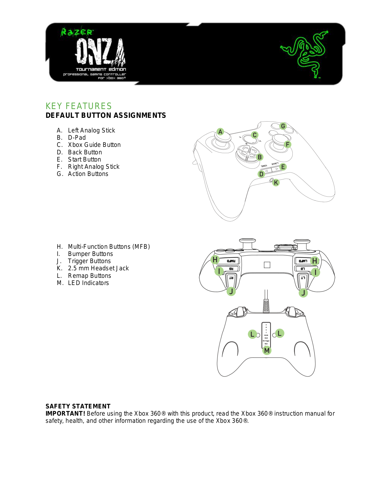 Razer Onza Tournament Edition User Manual