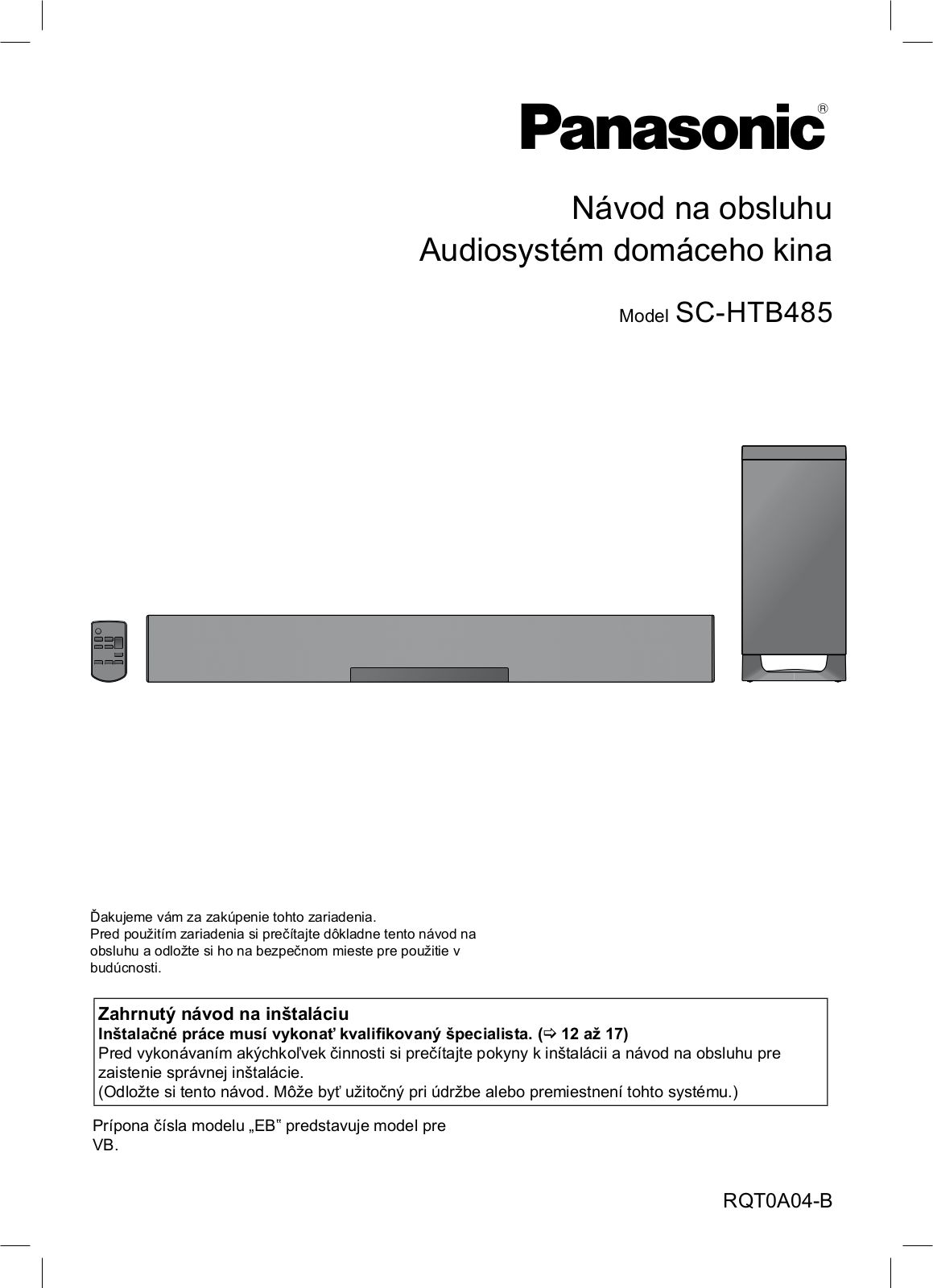 Panasonic SC-HTB485 User Manual