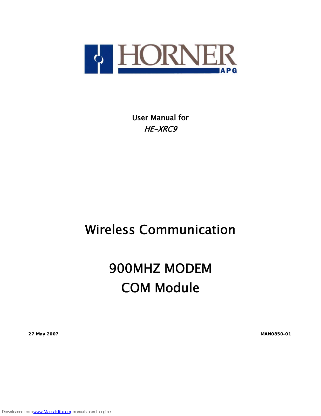 HORNER HE-XRC9 User Manual