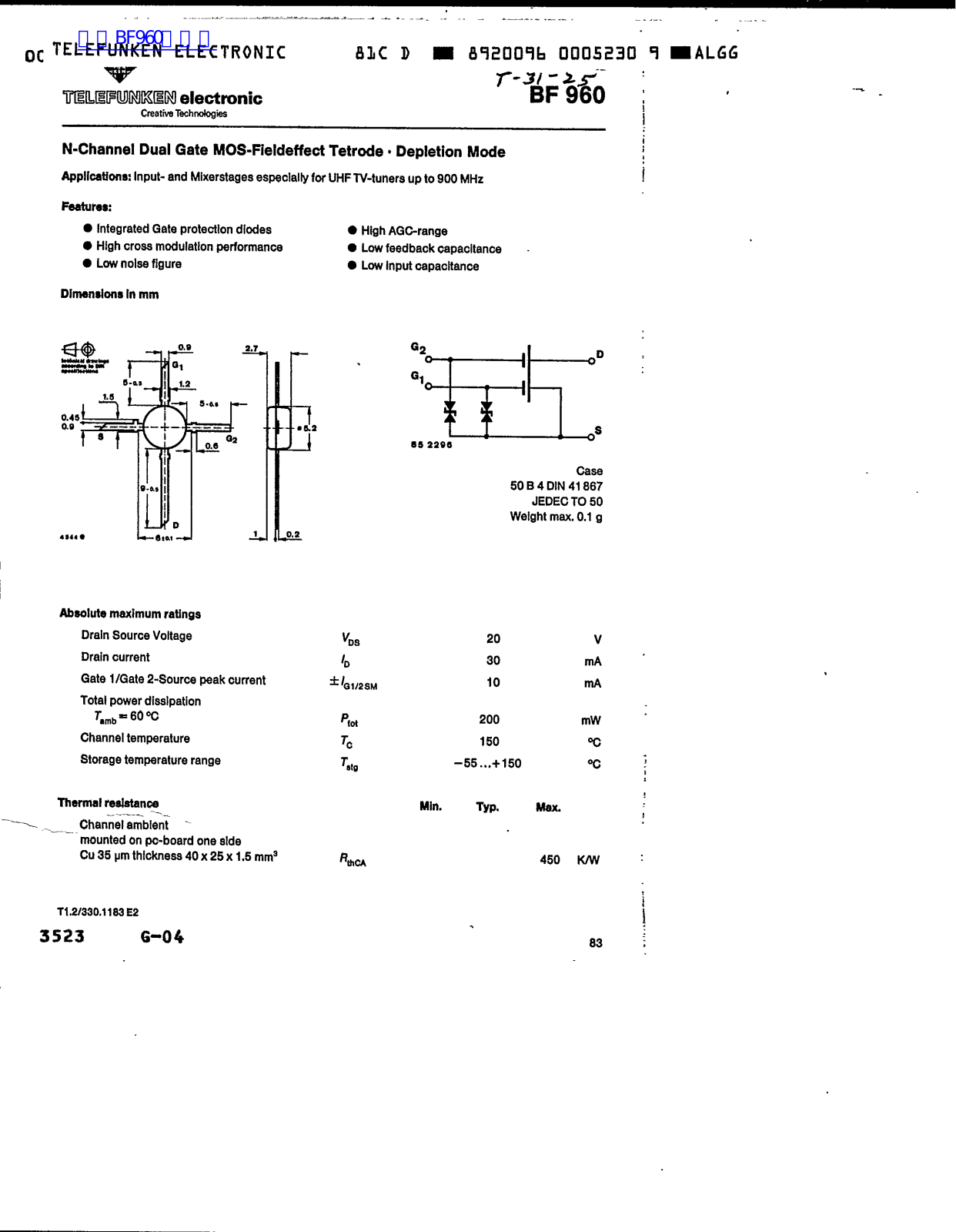 TELEFUNKEN BF 960 User Manual