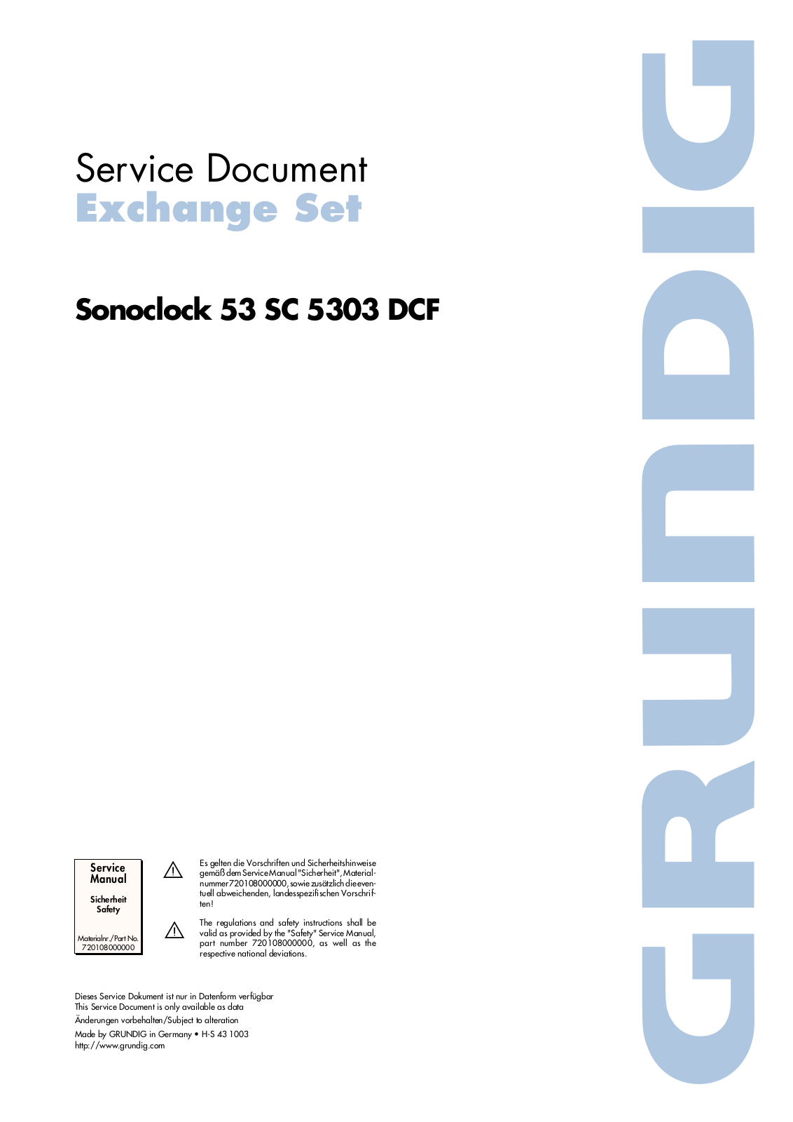 Grundig Sonoclock-53-SC-5303 Service Manual