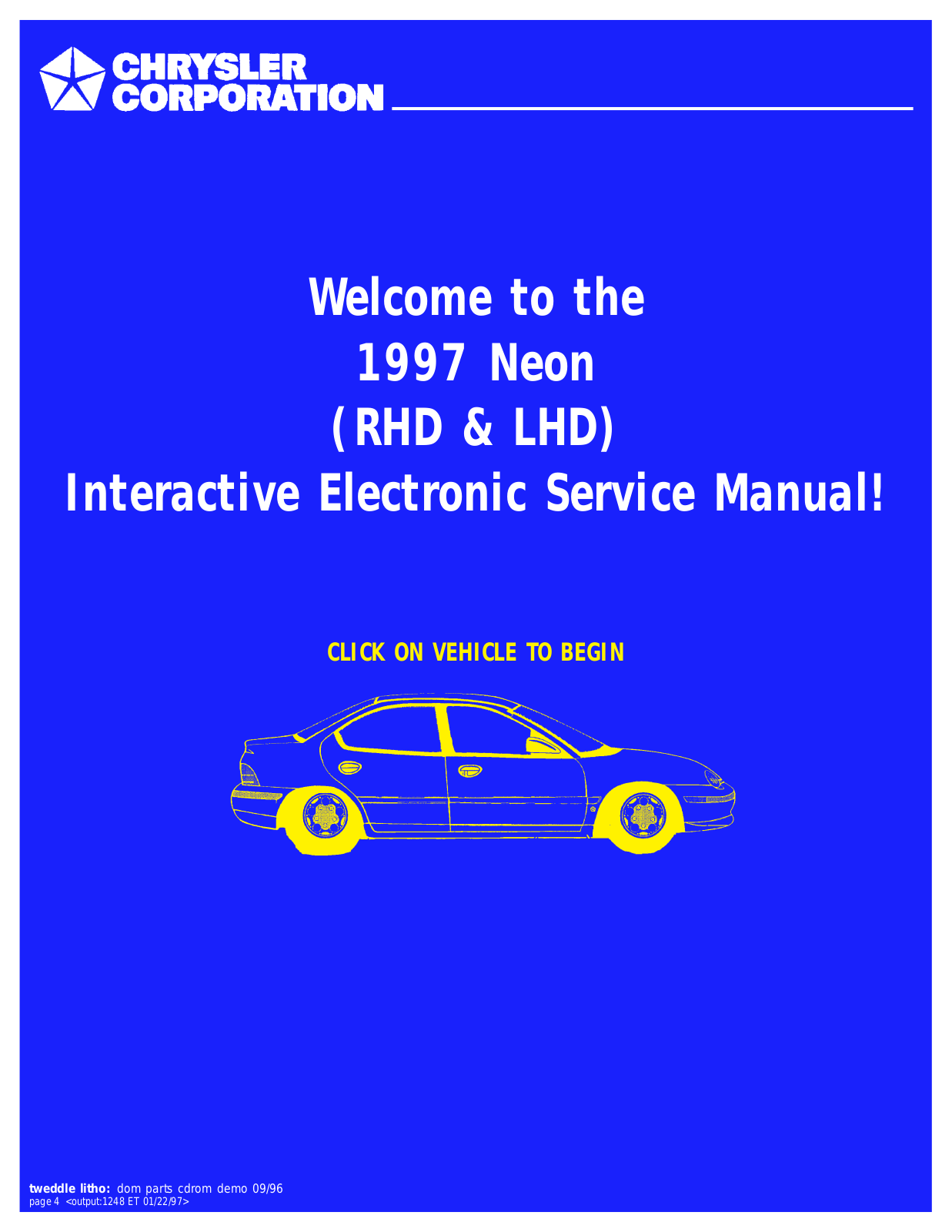 Chrysler Neon 1997 User Manual