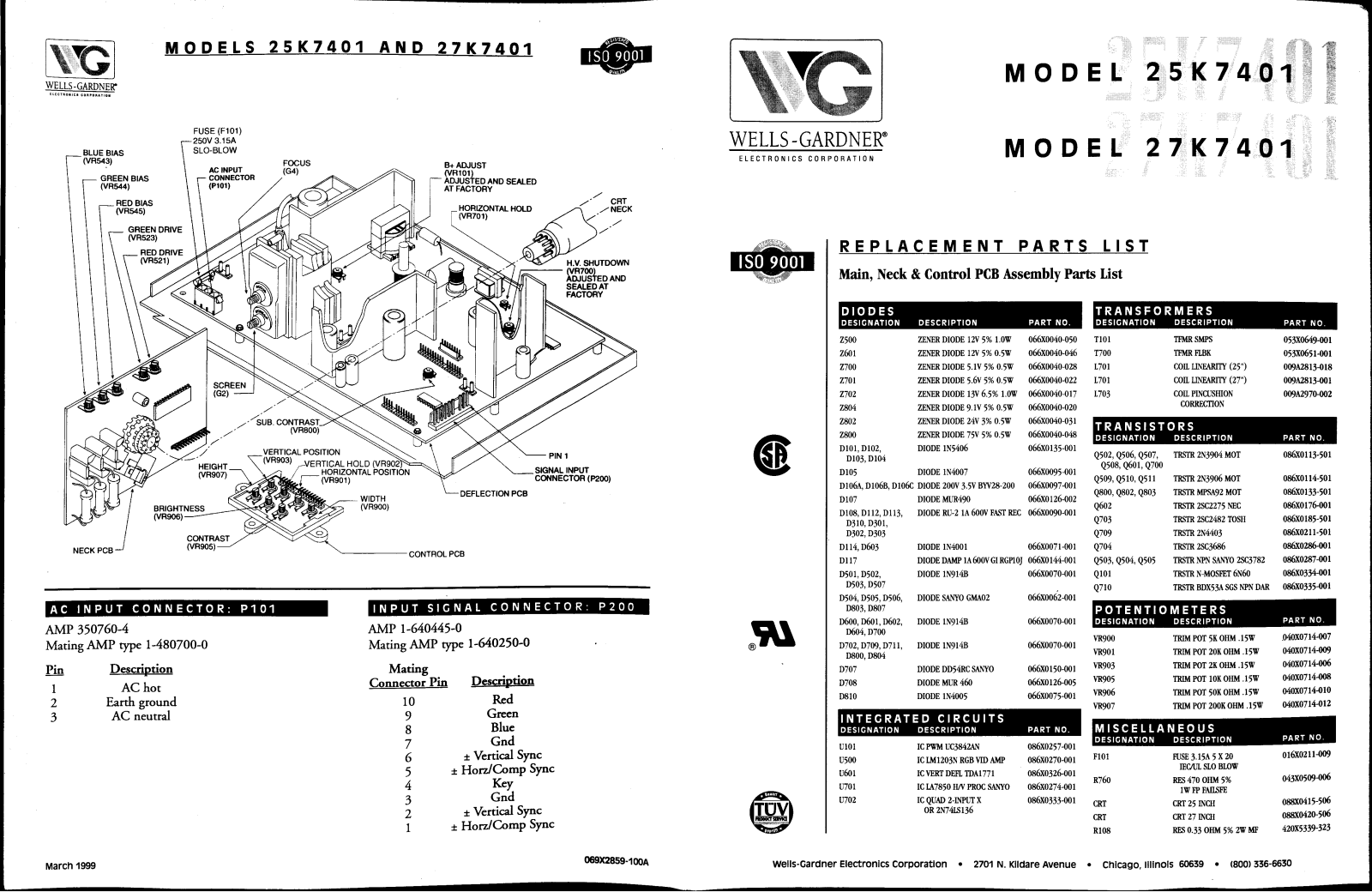 Wells-Gardner 25k7401, 27k7401 User Guide