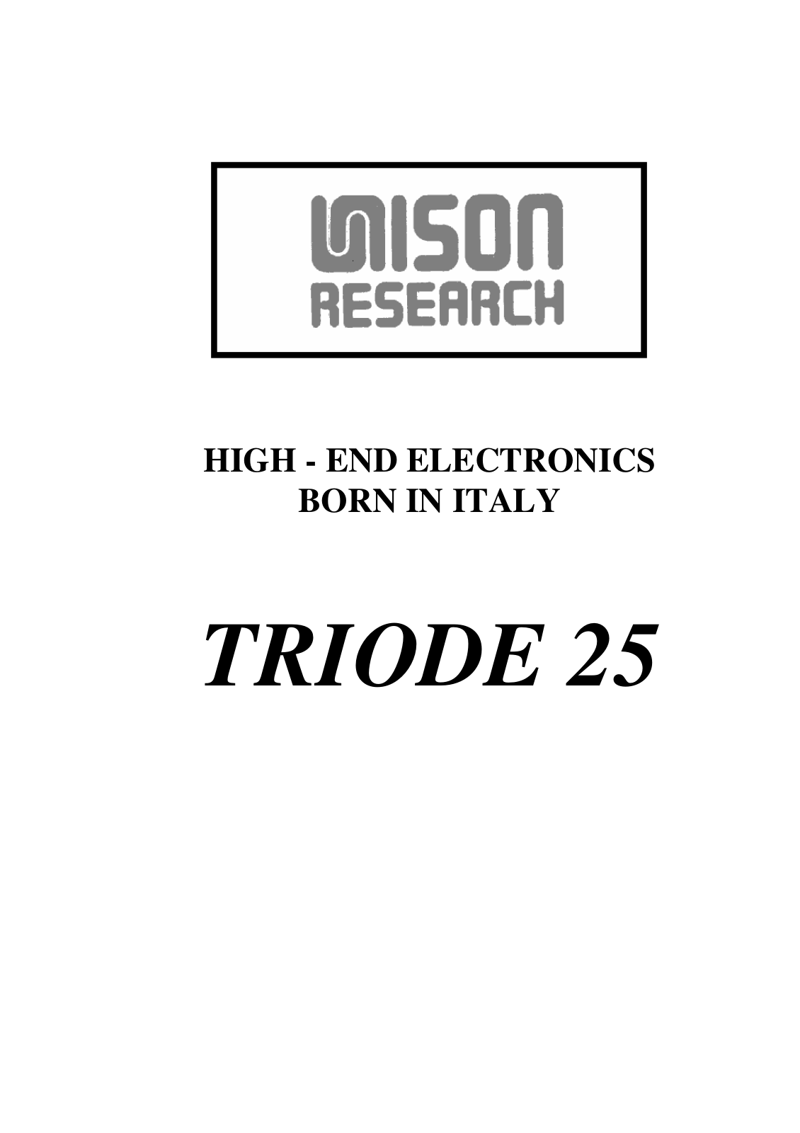 Unison Research Triode 25 User Manual