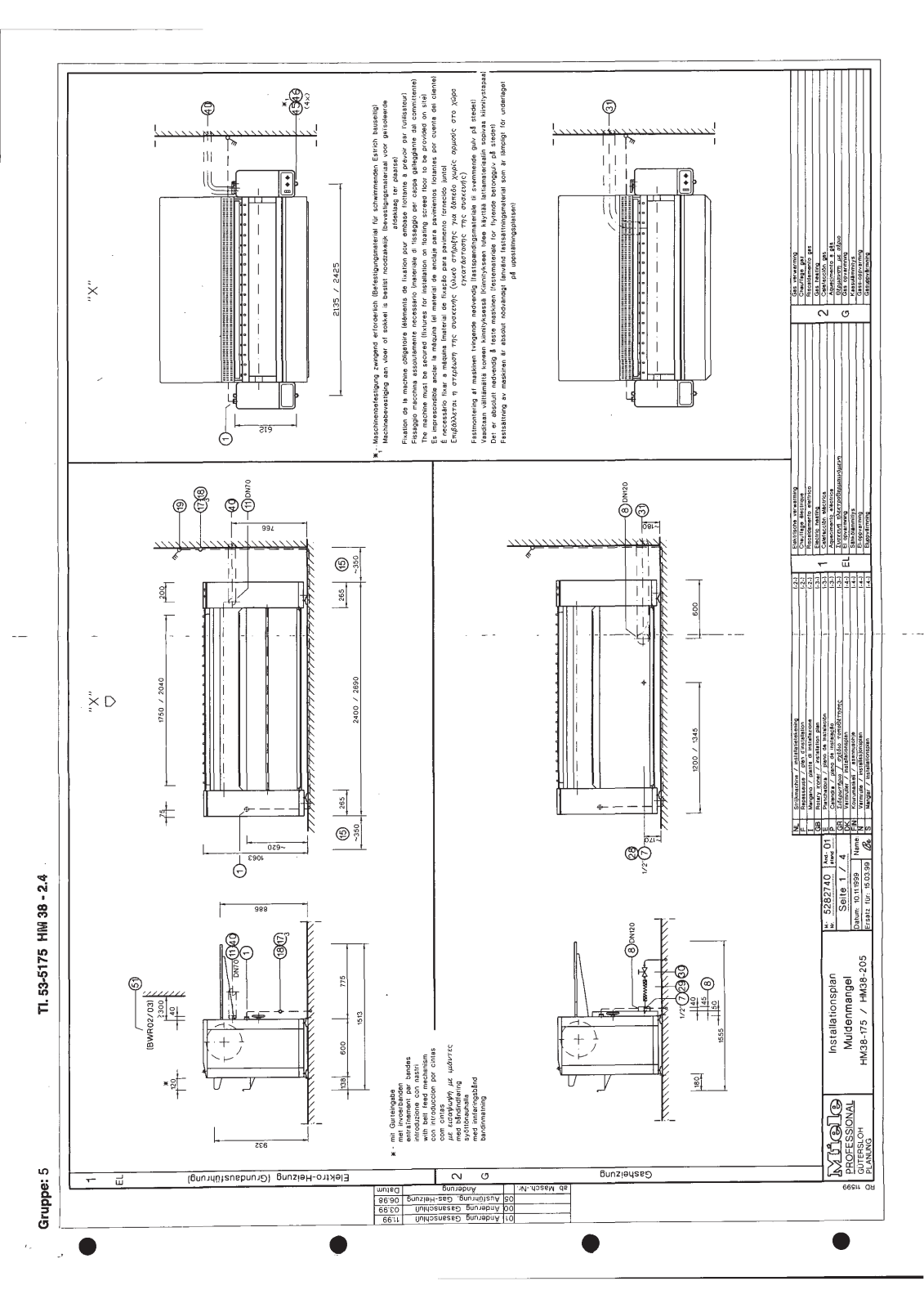 Miele HM 38-175, HM 38-205 Installation diagram