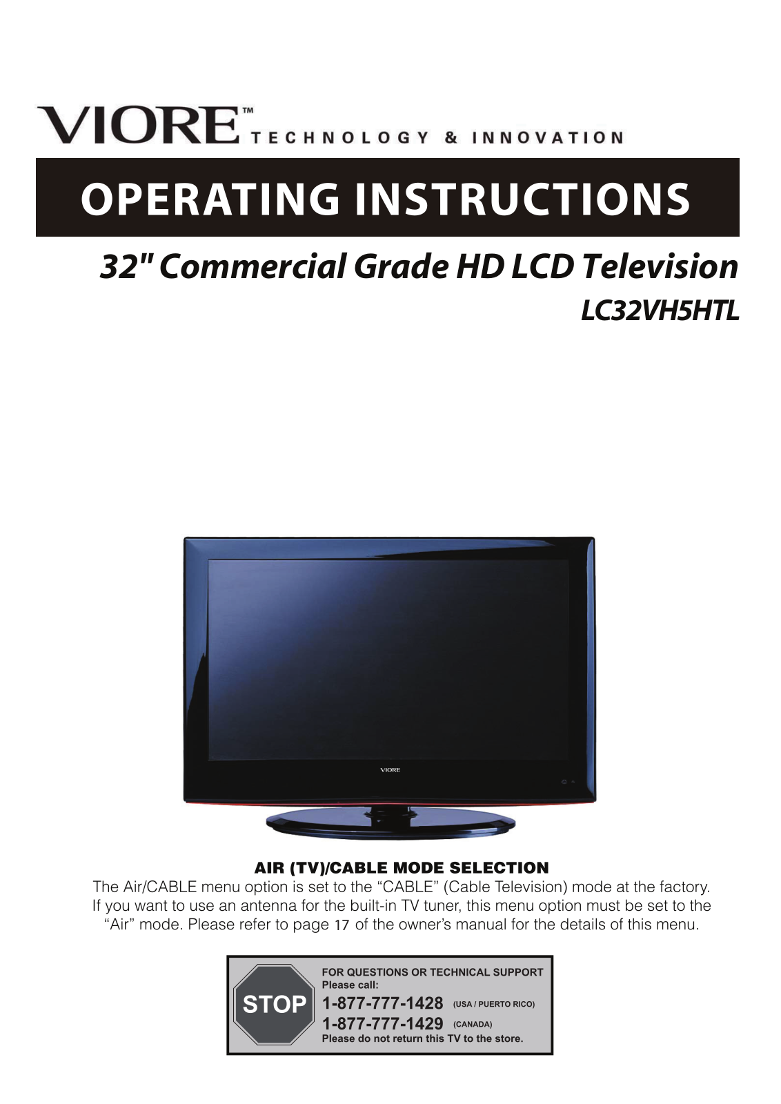 VIORE LC32VH5HTL User Manual