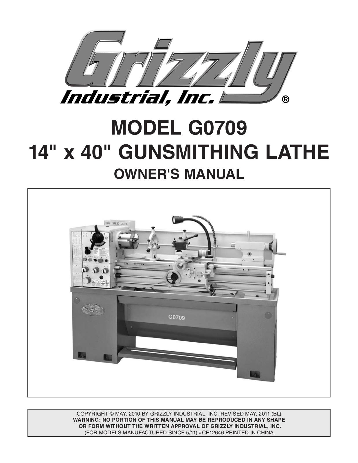 Grizzly G0709 User Manual