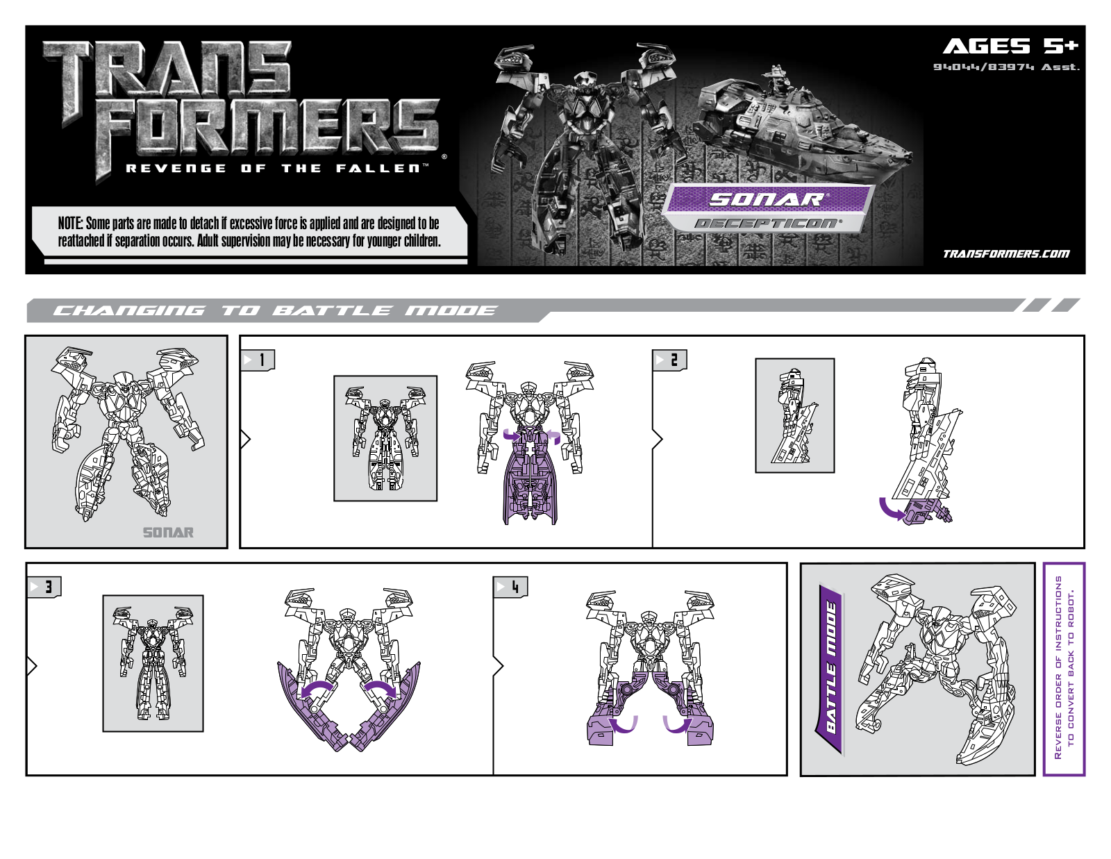 Hasbro TRANSFORMERS SONAR User Manual