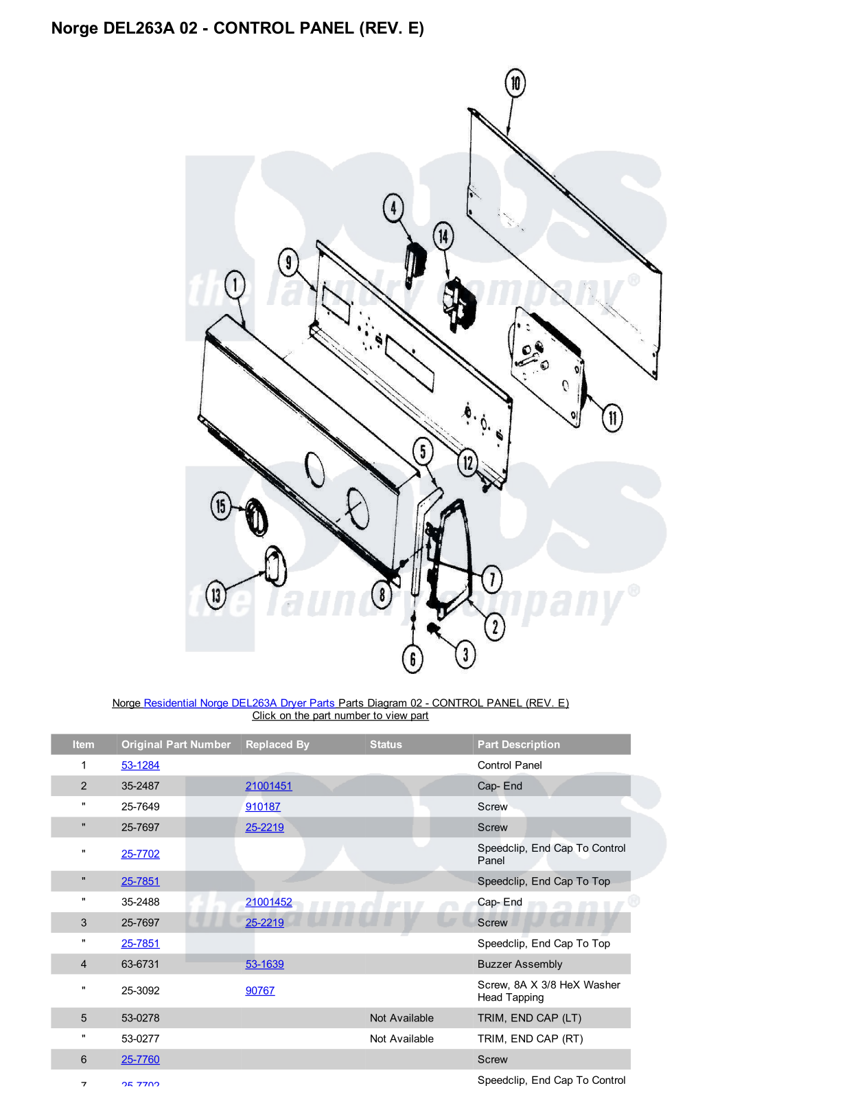 Norge DEL263A Parts Diagram