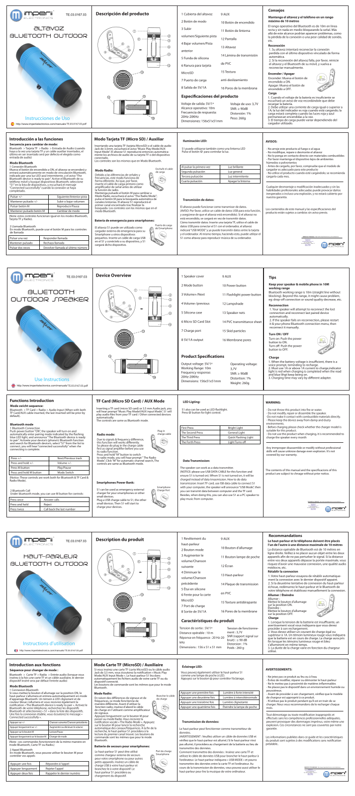 imperii electronics altavoz bluetooth outdoor Instruction Manual