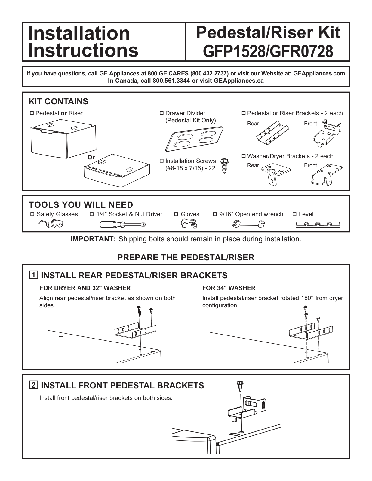 GE APPLIANCES GFR0728PTDS Installation guide - ManualMachine.com