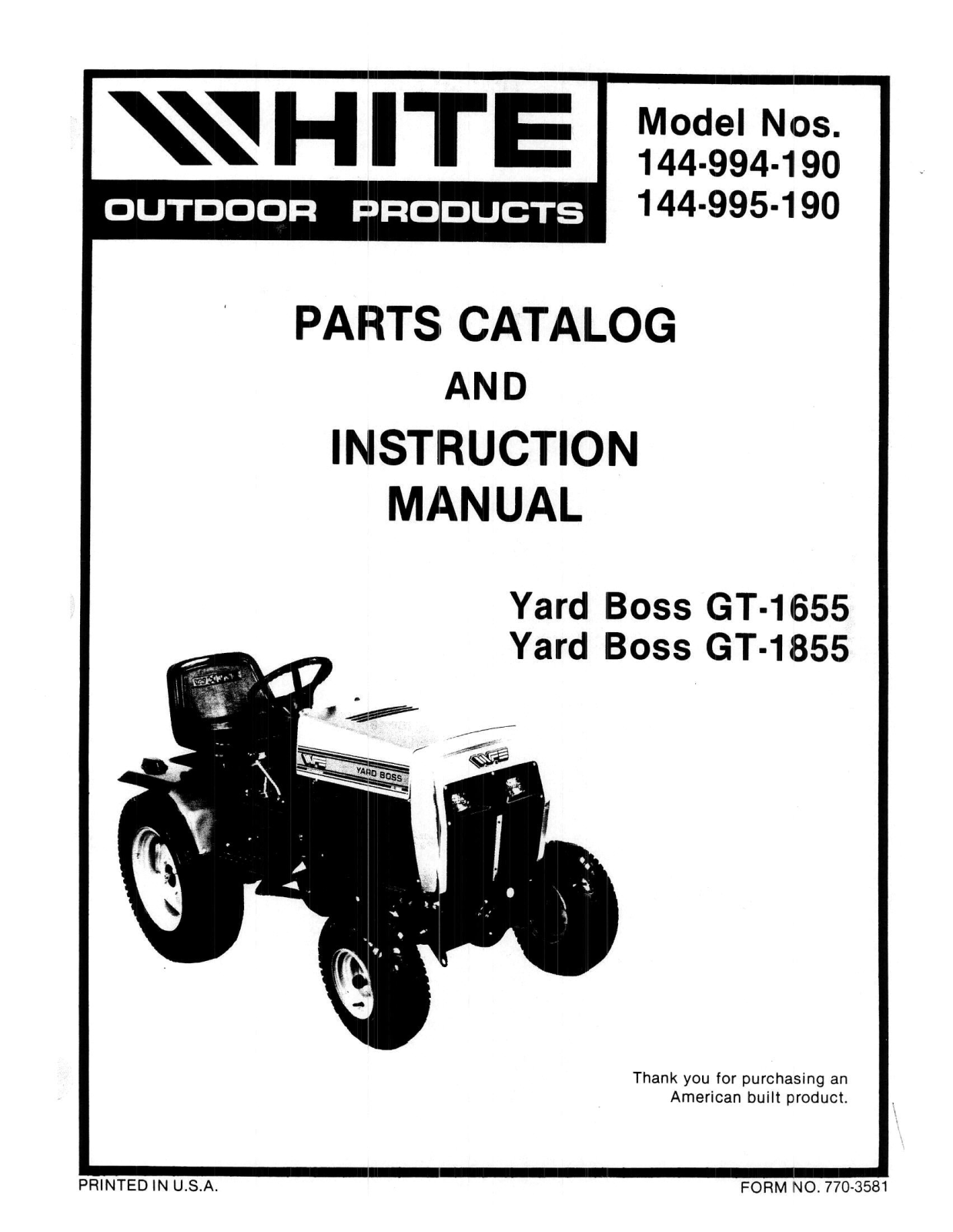 White Outdoor 144-994-190, 144-995-190 User Manual