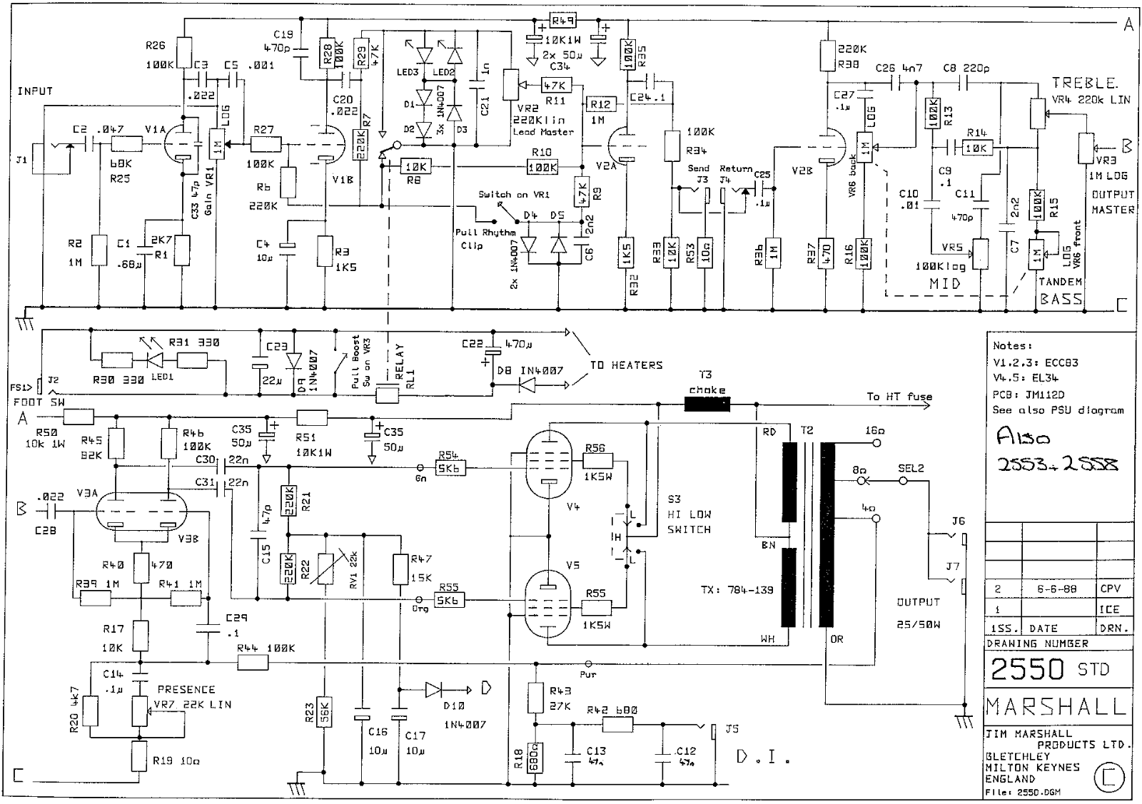 Marshall 2558 Schematic