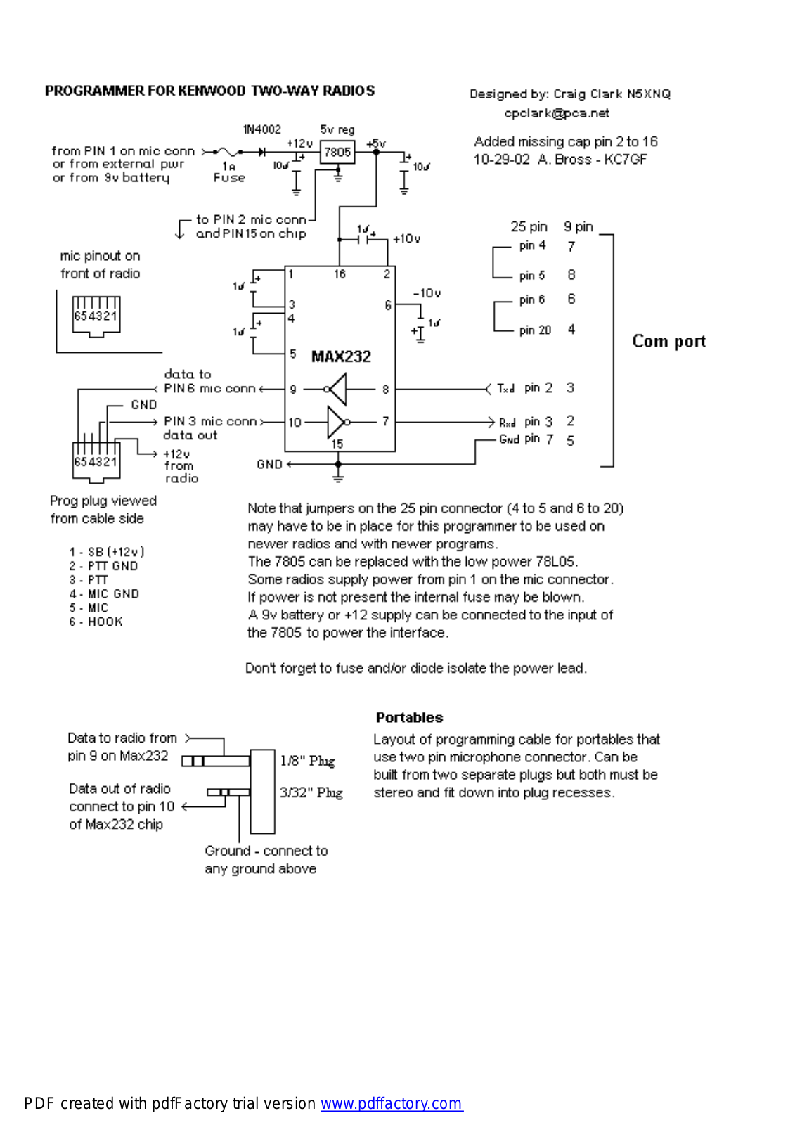 Kenwood MAX232 programmer circuit