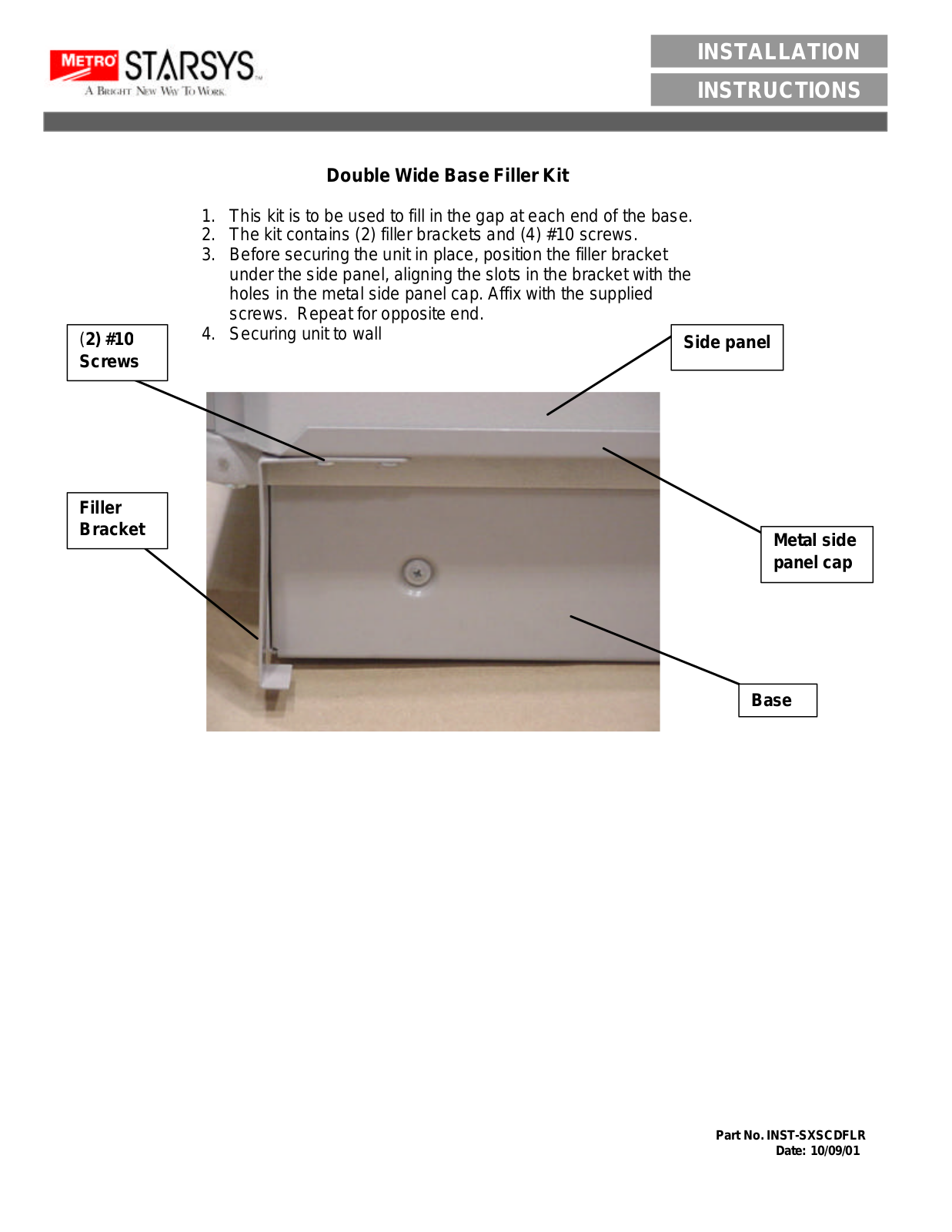 Metro Double Wide Base Filler Kit User Manual