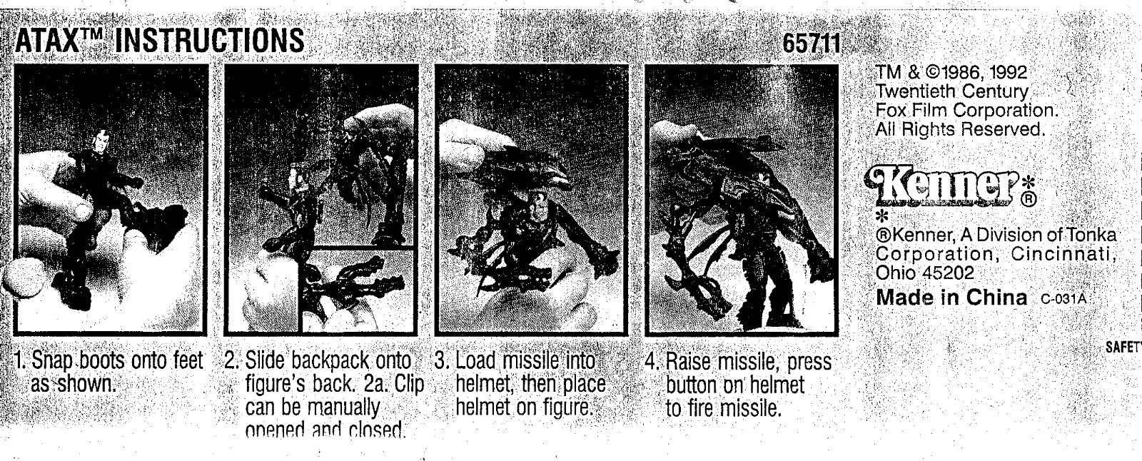 HASBRO Aliens Atax User Manual